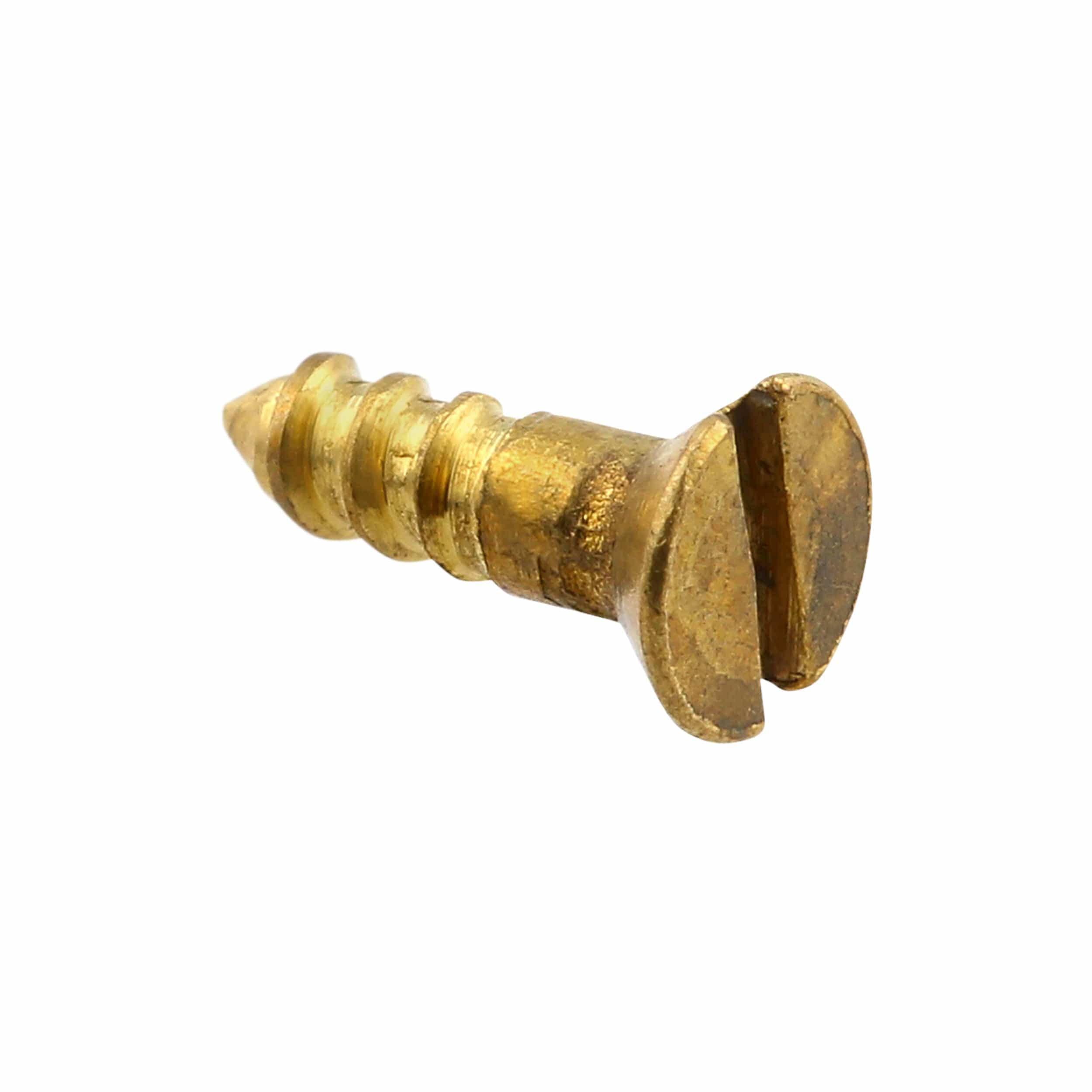 1/4" Brass, #1 Flat Round Head Wood Screw, Solid Brass-PK24, #WS-1-1-4-FH