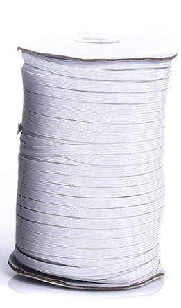 1/4" White, Flat Elastic, Polyester, #EL-14-WHT