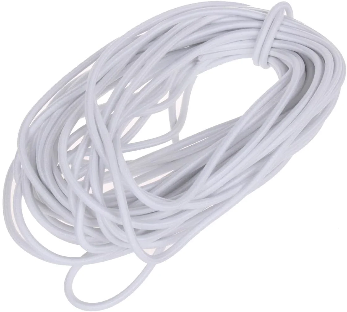 1/8" White, Elastic Cording,Polyester, #EL-1182-WHT