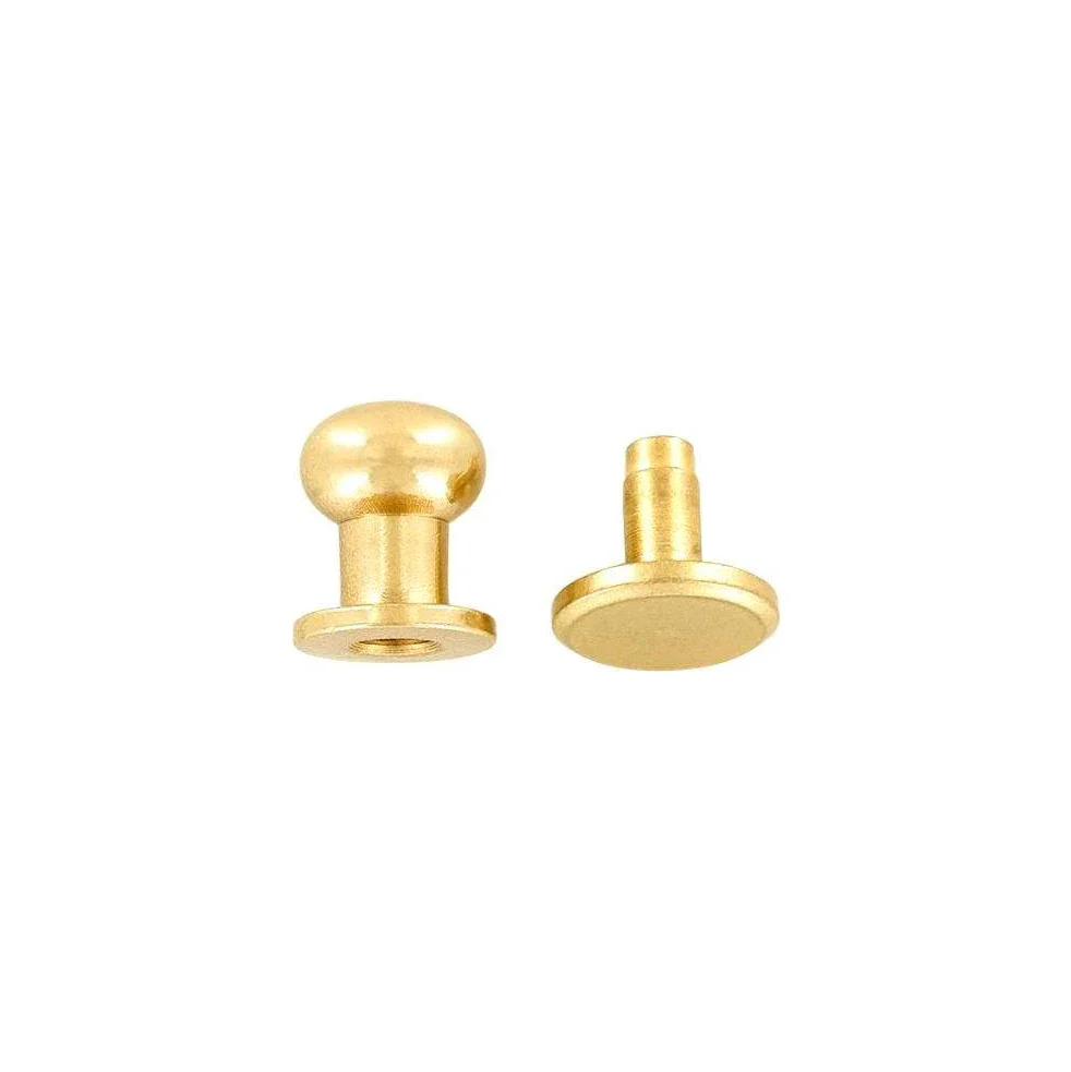 10mm Brass, Press Stud Collar Button, Solid Brass - PK5, #P-2122-SB