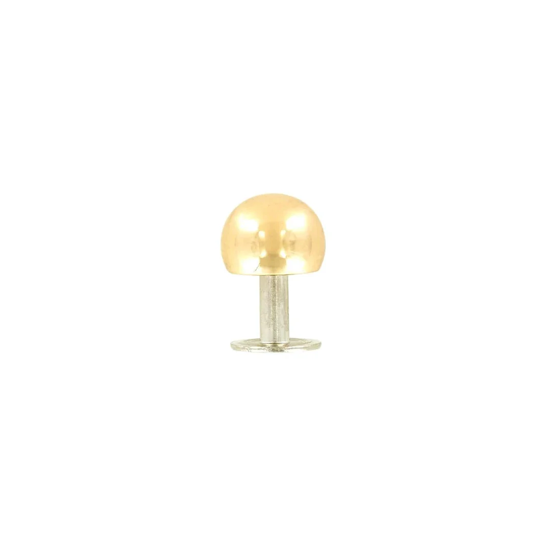 10mm Brass, Round Ball Bottom Stud, Solid Brass-10PK, #P-2998-SB