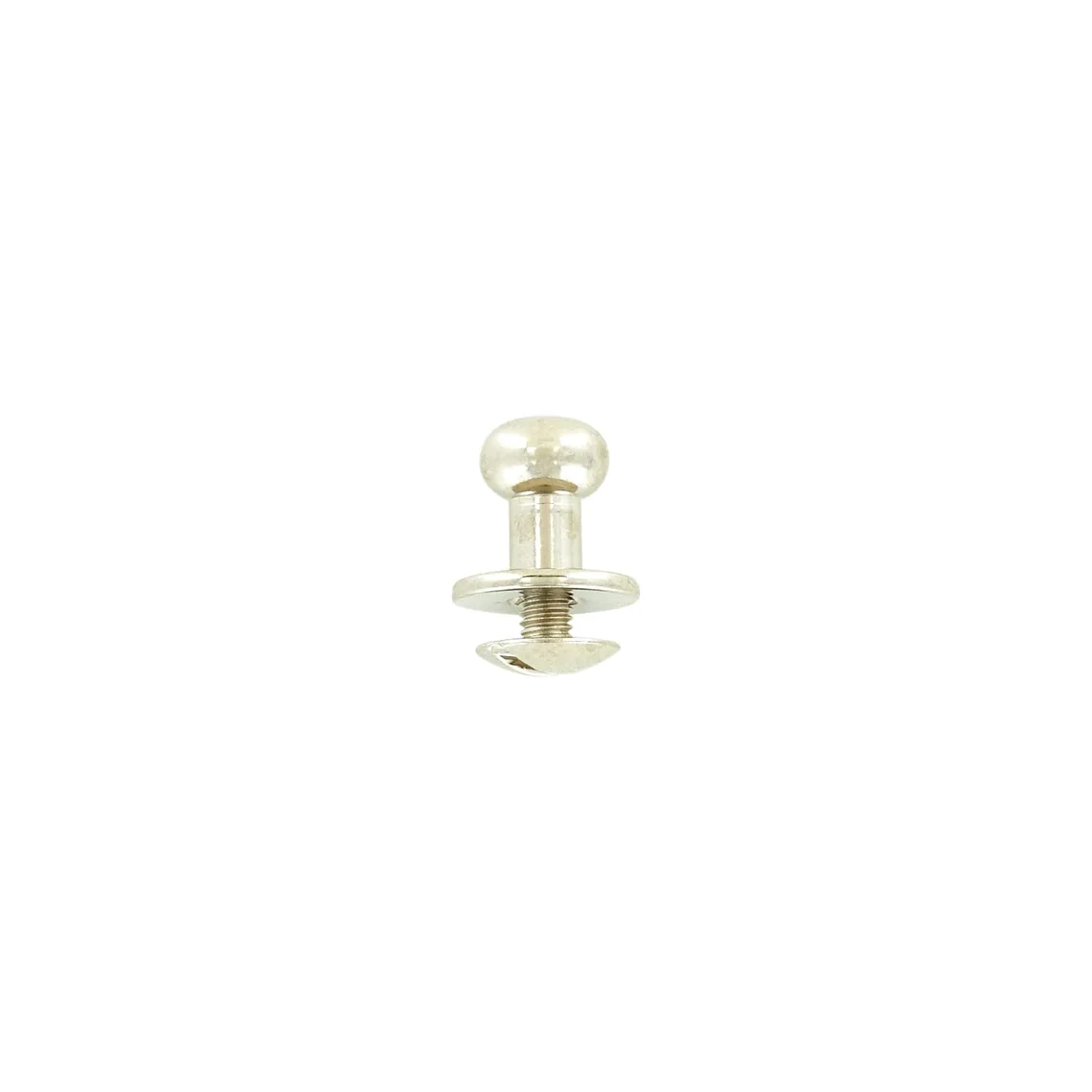 10mm, Shiny Nickel, Flat Top Collar Button Stud with Screw, Solid Brass - PK10, #P-1700-SBN