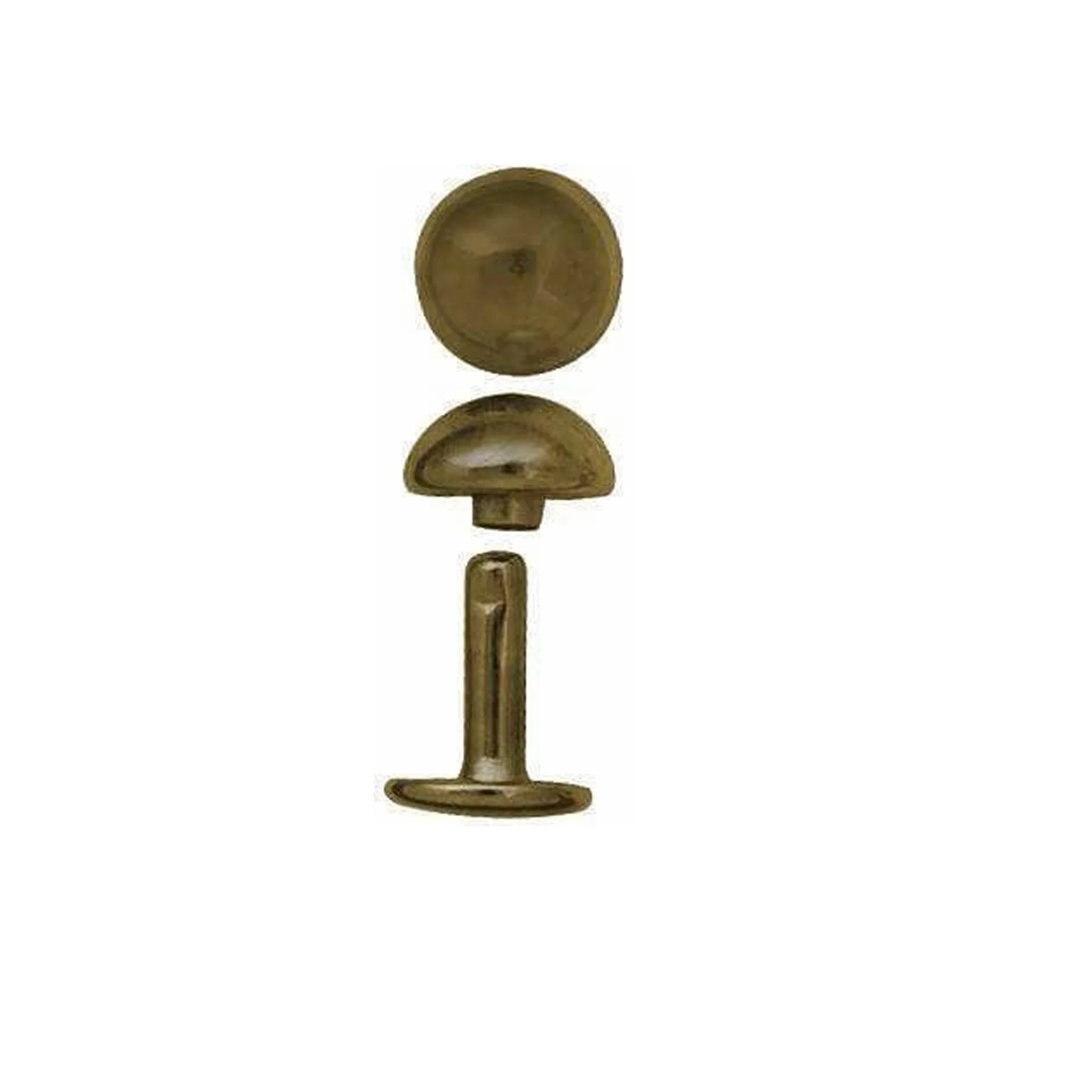 11 mm Antique Brass, Double Caop Domed Rivet, Steel - 12 pk, #A-411-ANTB