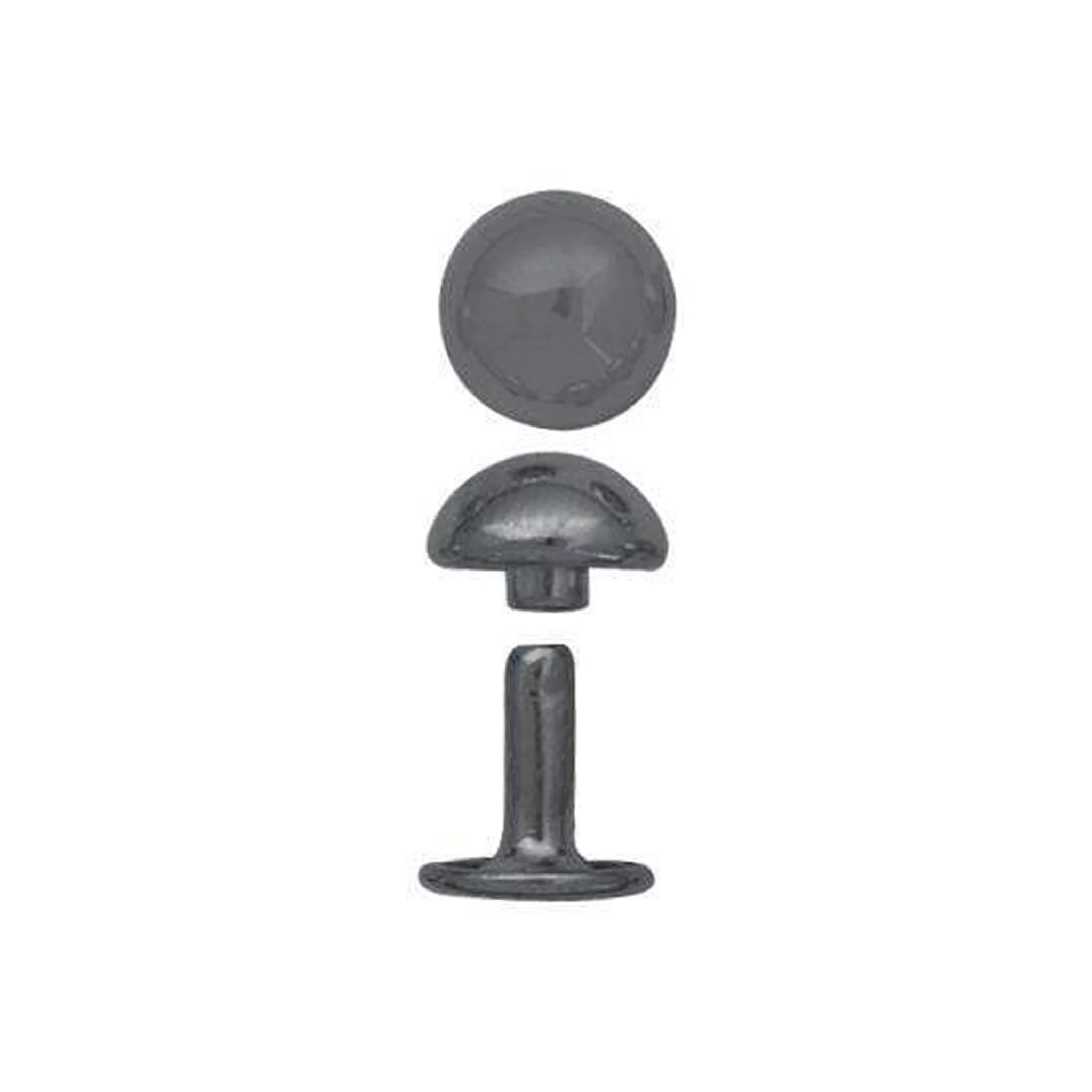 11mm Nickel, Double Cap Domed Rivet, Steel - 12 pk, #A-410-NP