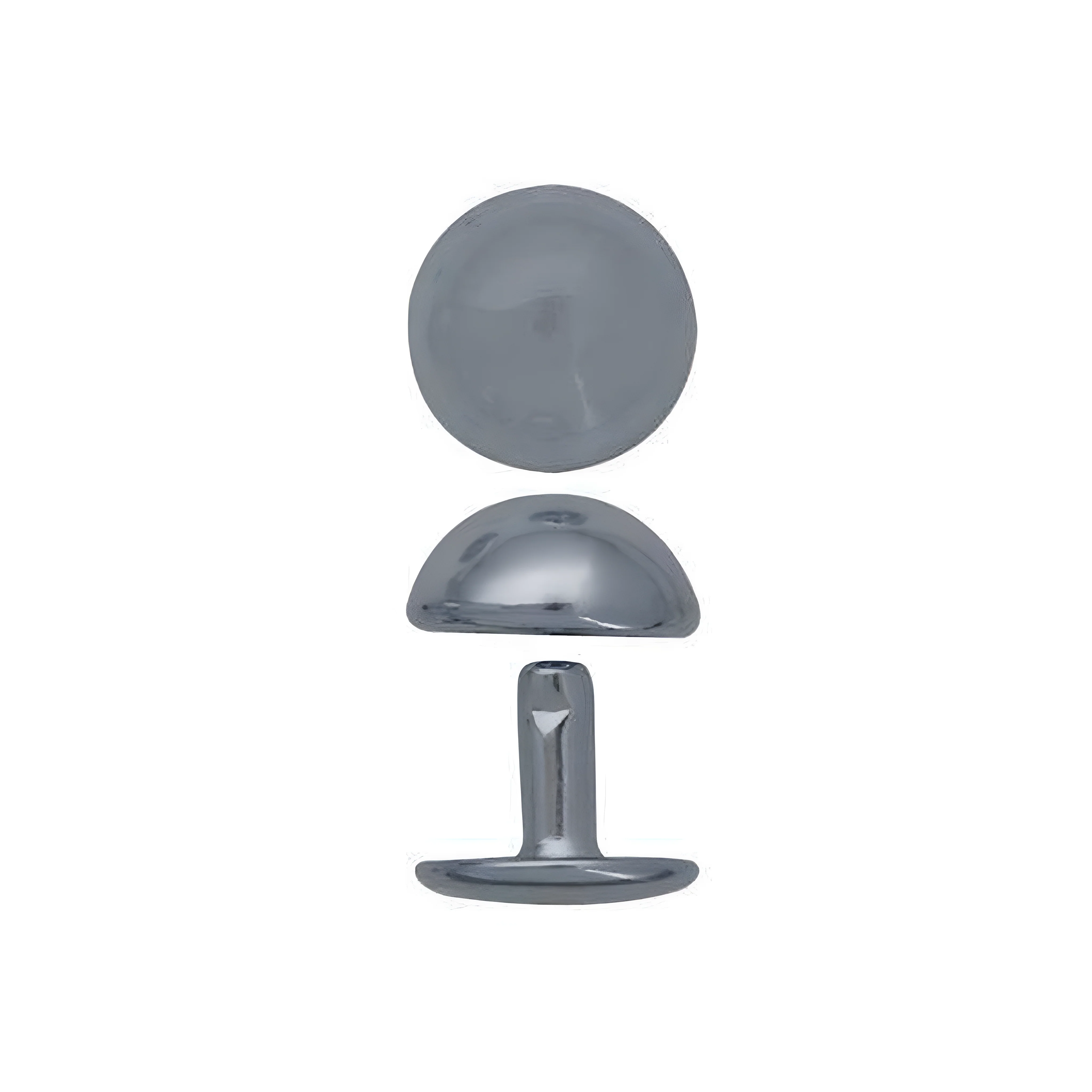 11mm Nickel, Double Cap Domed Rivet, Steel - 12 pk, #A-413-NP