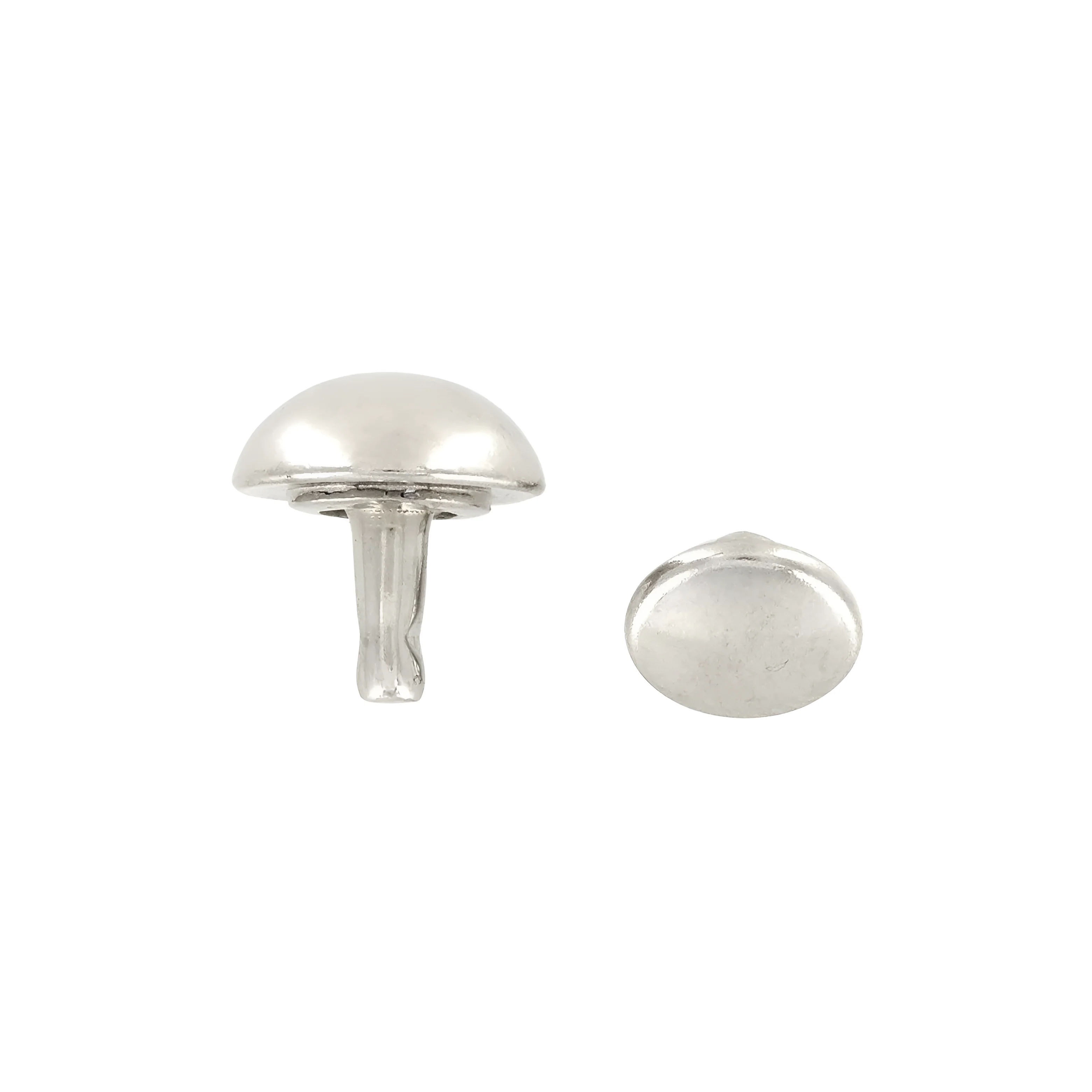 12mm Shiny Nickel, Dome Top Rivet Stud, Steel - PK5, #P-2590-NIC