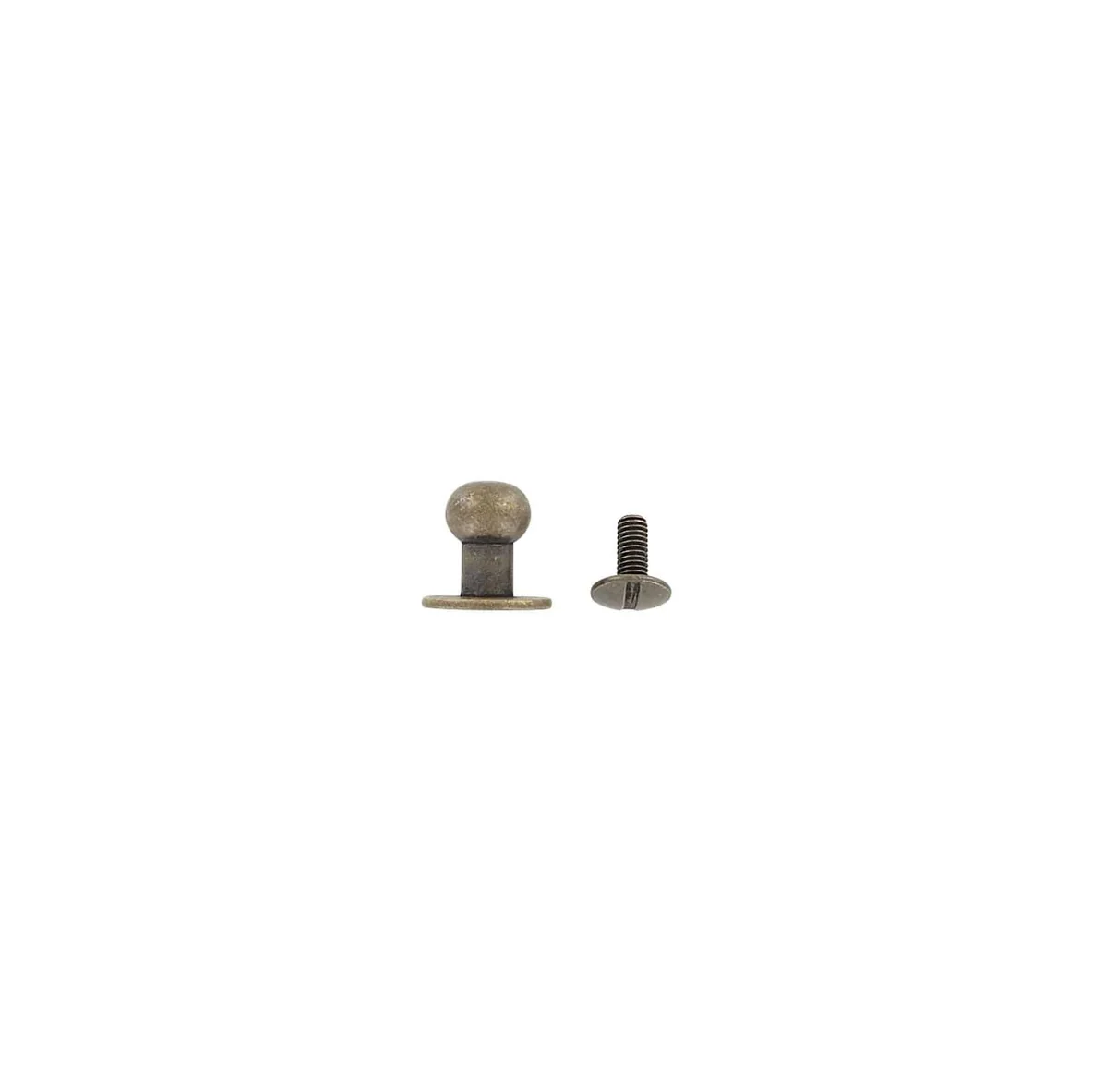 12mm, Antique Brass, Flat Top Collar Button Stud with Screw, Solid Brass, #P-2391-ANTB