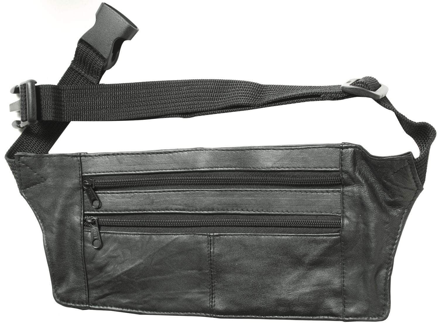 13 1/2" Black, Slim Fanny Pack, Leather, #M-1655