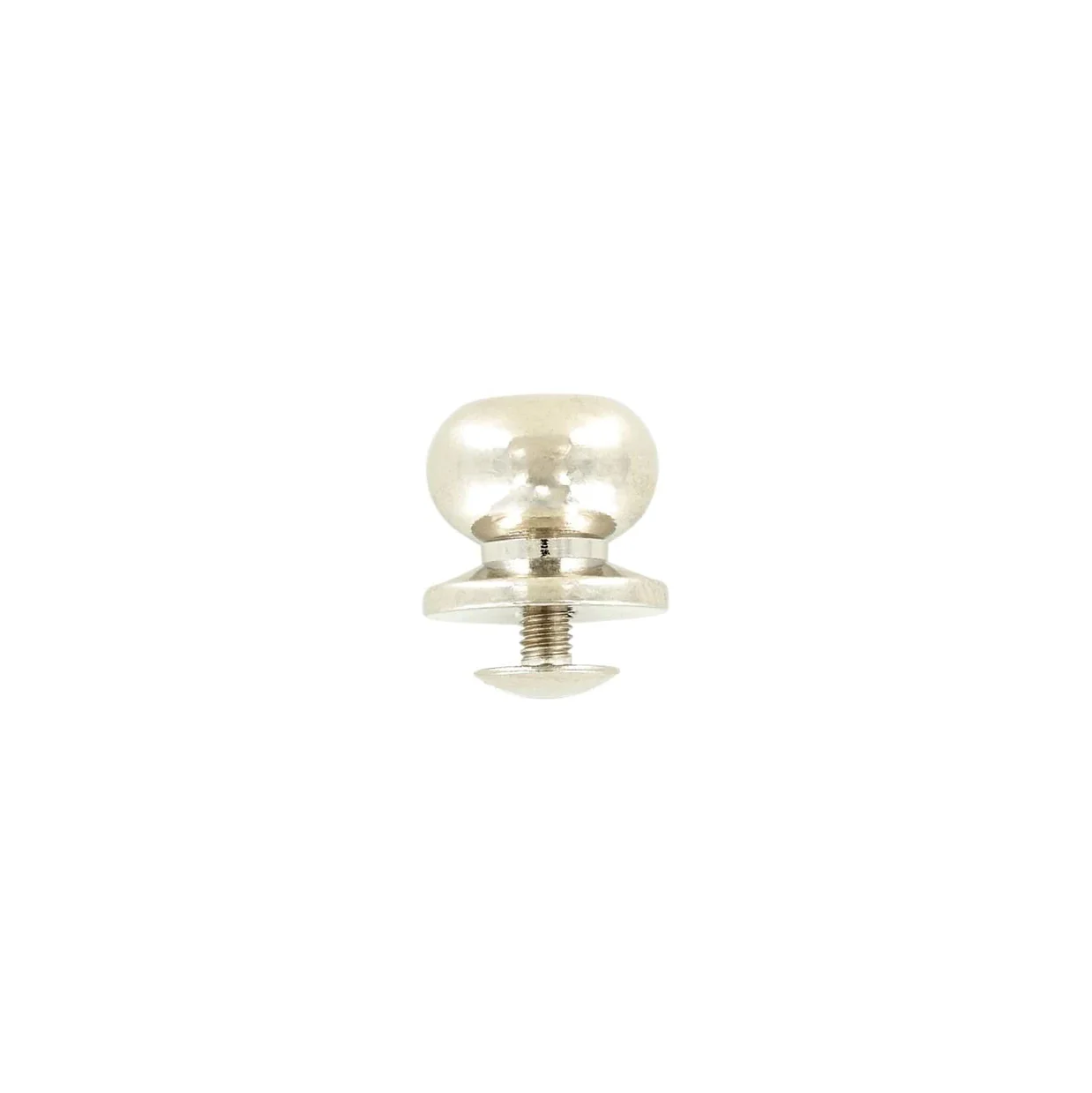 13mm, Nickel, Tapered Collar Button Stud with Screw, Solid Brass, #P-2392-SBN