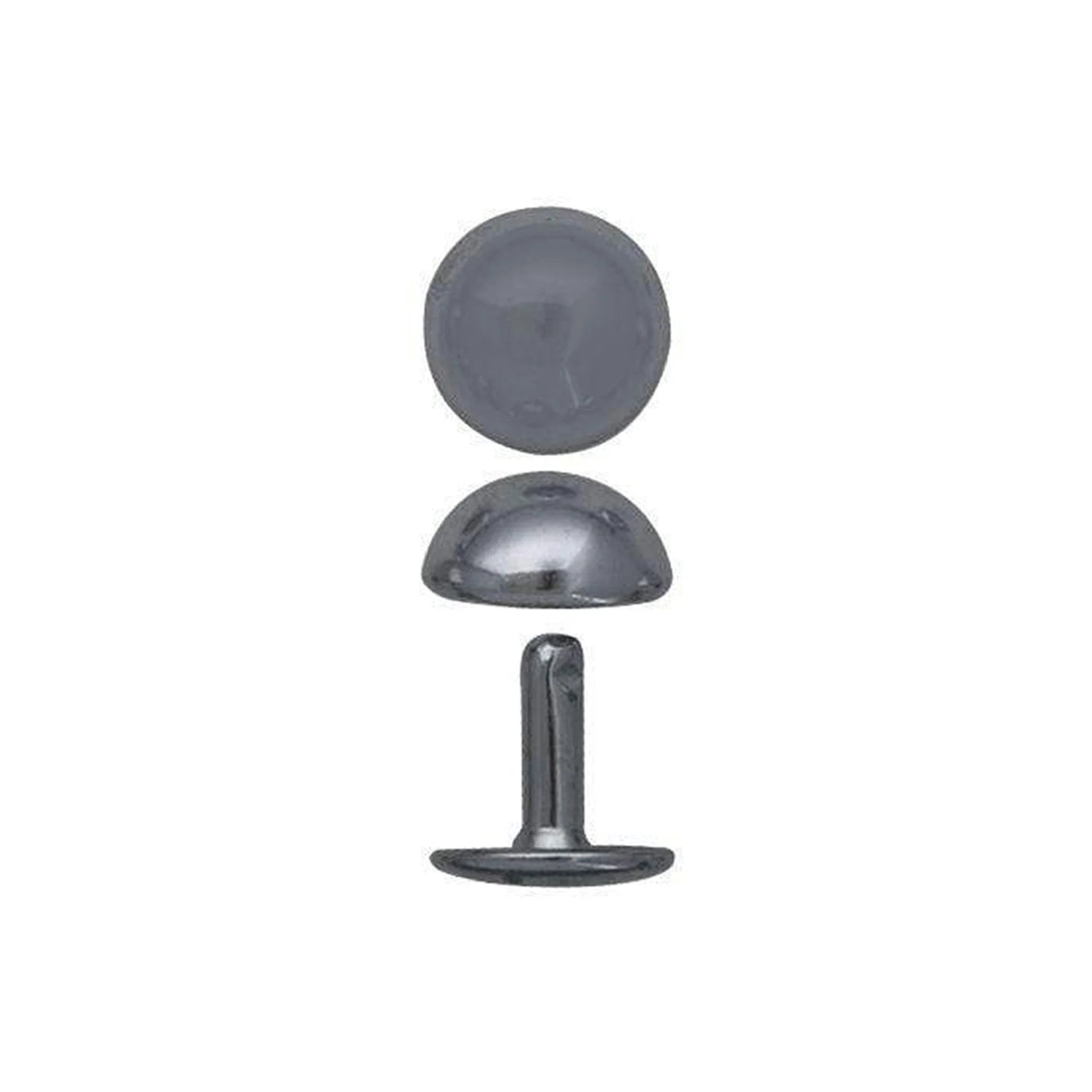 14mm Nickel, Double Cap Domed Rivet, Steel - 12 pk, #A-414-NP