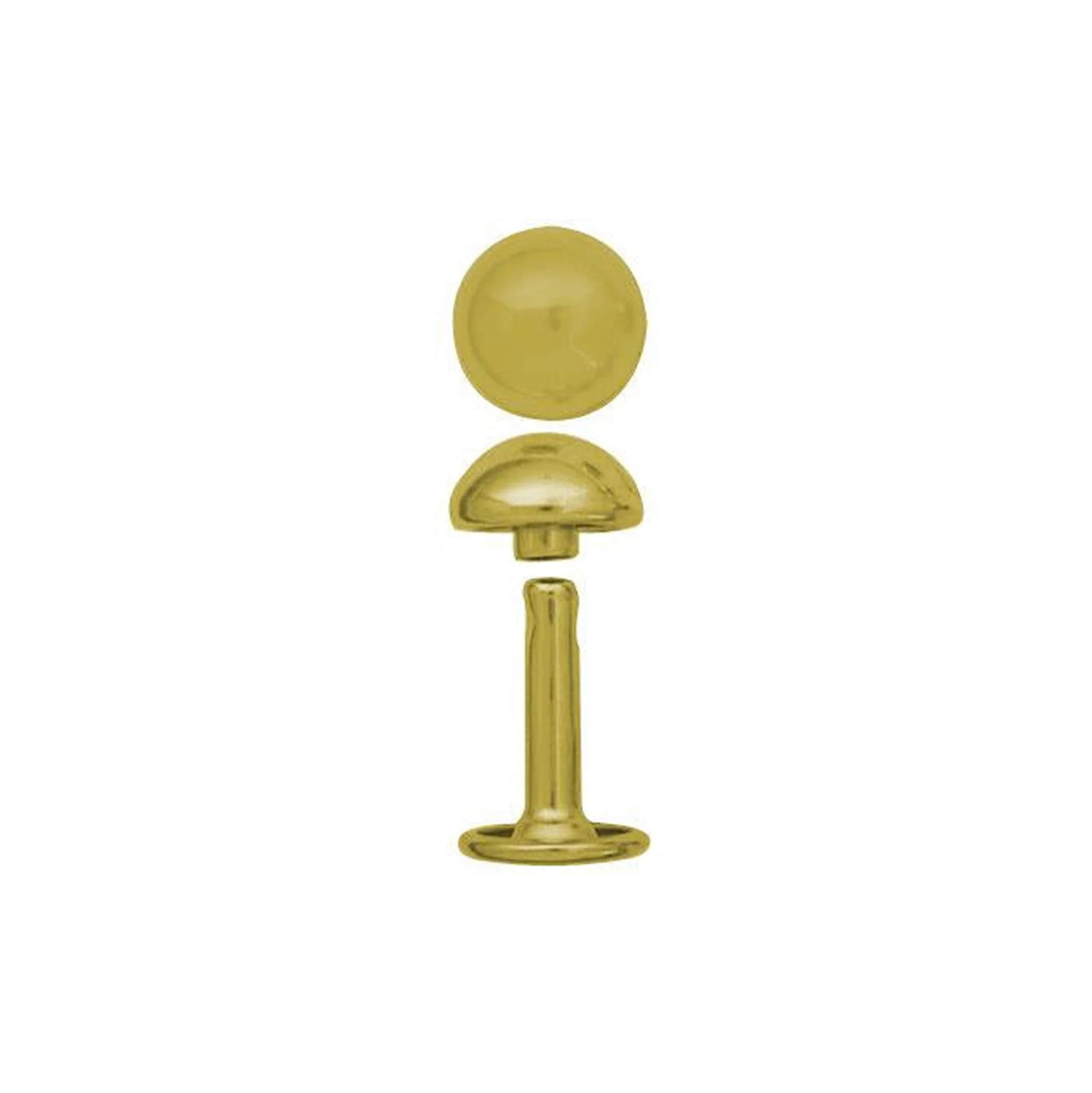 15mm Gold, Double Cap Domed Rivet, Steel - 12pk, #A-412-GP