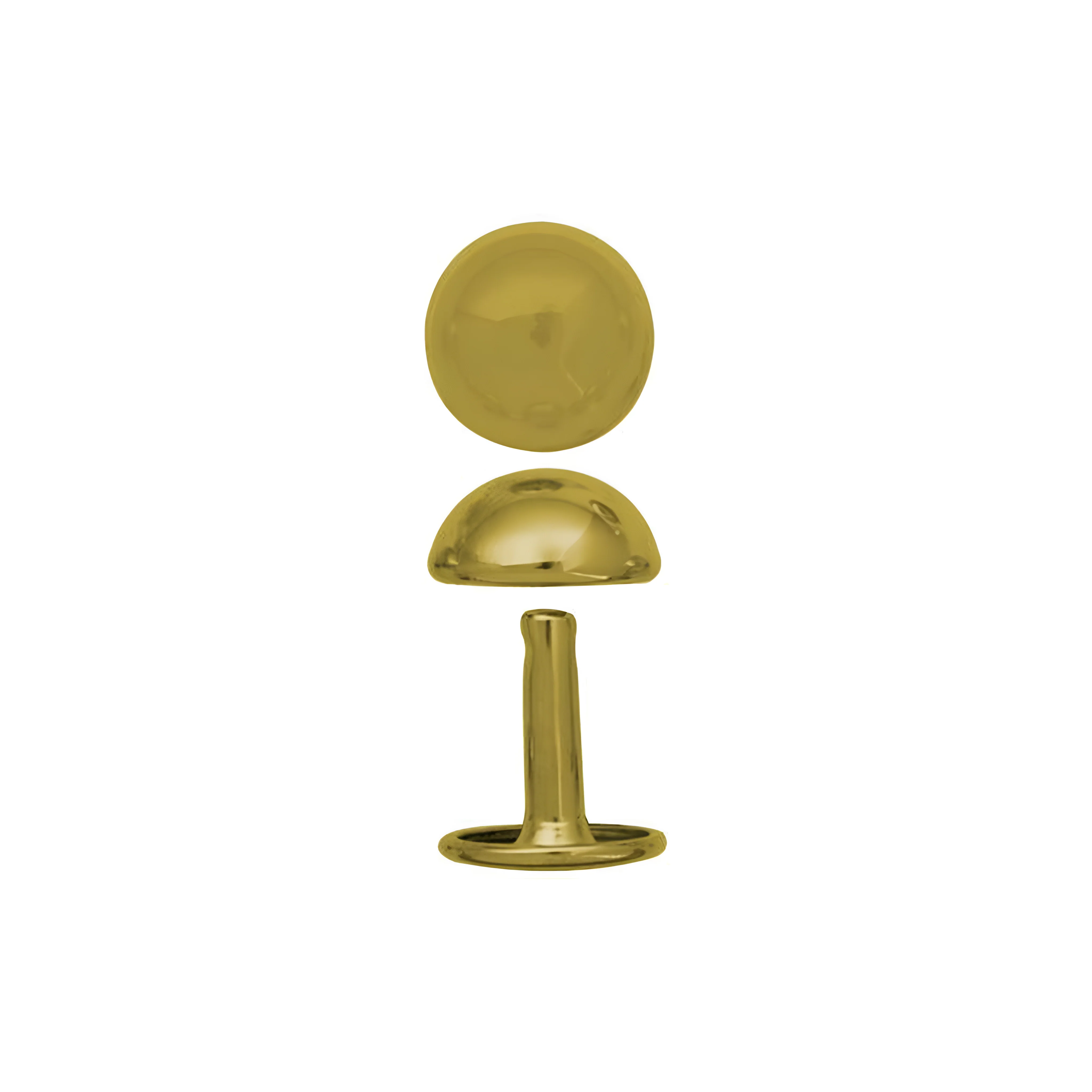 15mm Gold, Double Cap Domed Rivet, Steel - 12pk, #A-415-GP