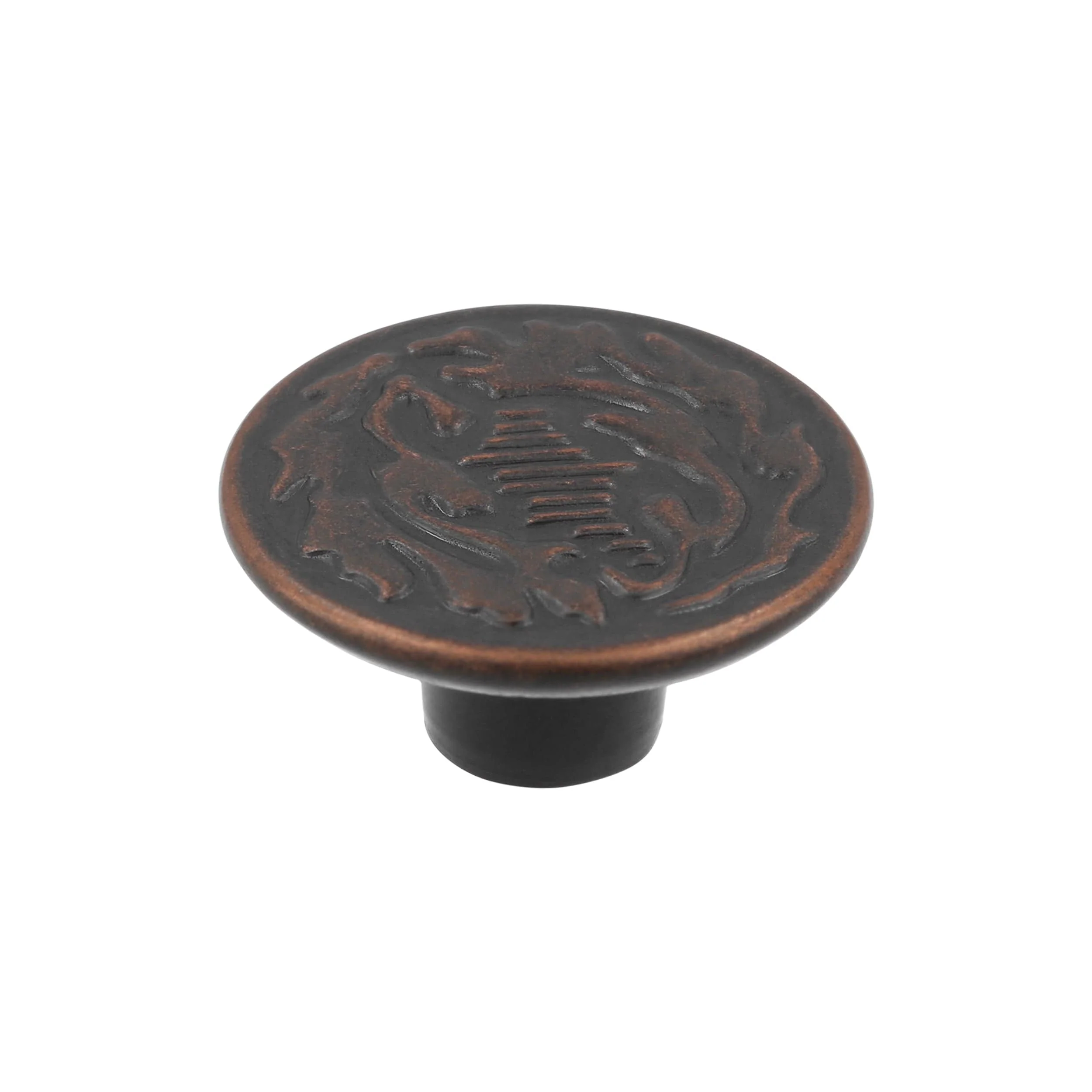 17mm Antique Copper, Oak Leaf Jean Button & Tack, Solid Brass, #A-325-ANTC
