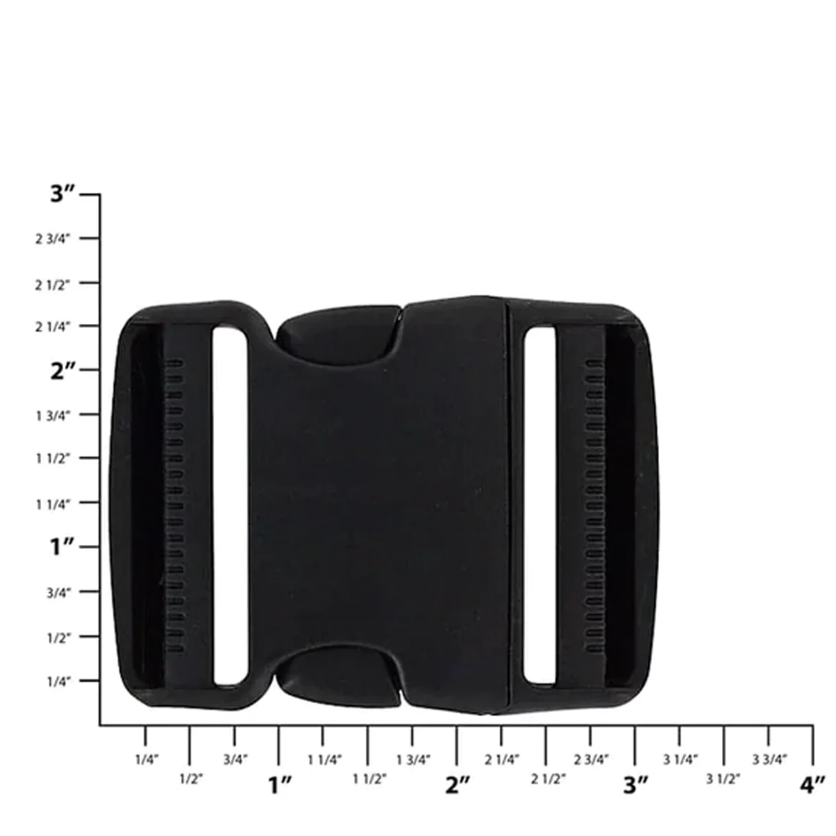 2" Black, Dual Adjustable Side Squeeze Buckle, Plastic, #C-1526