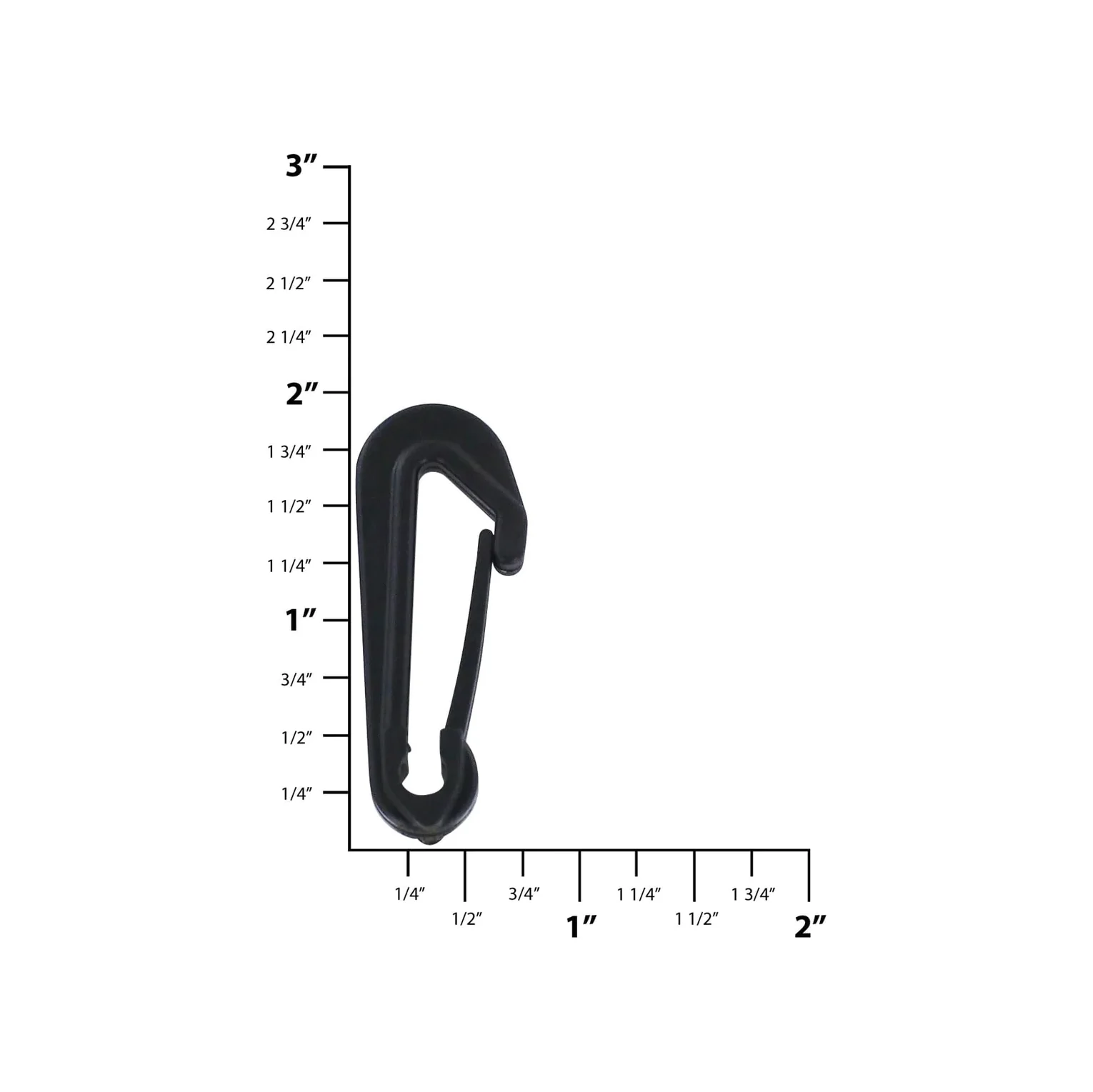 2" Black, Snap Hook, Plastic-PK4, #SSH-1