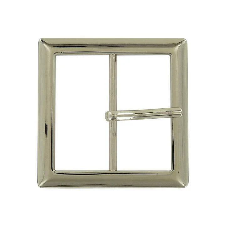 2" Shiny Nickel, Square Center Bar Buckle, Zinc Alloy, #C-1854-NIC