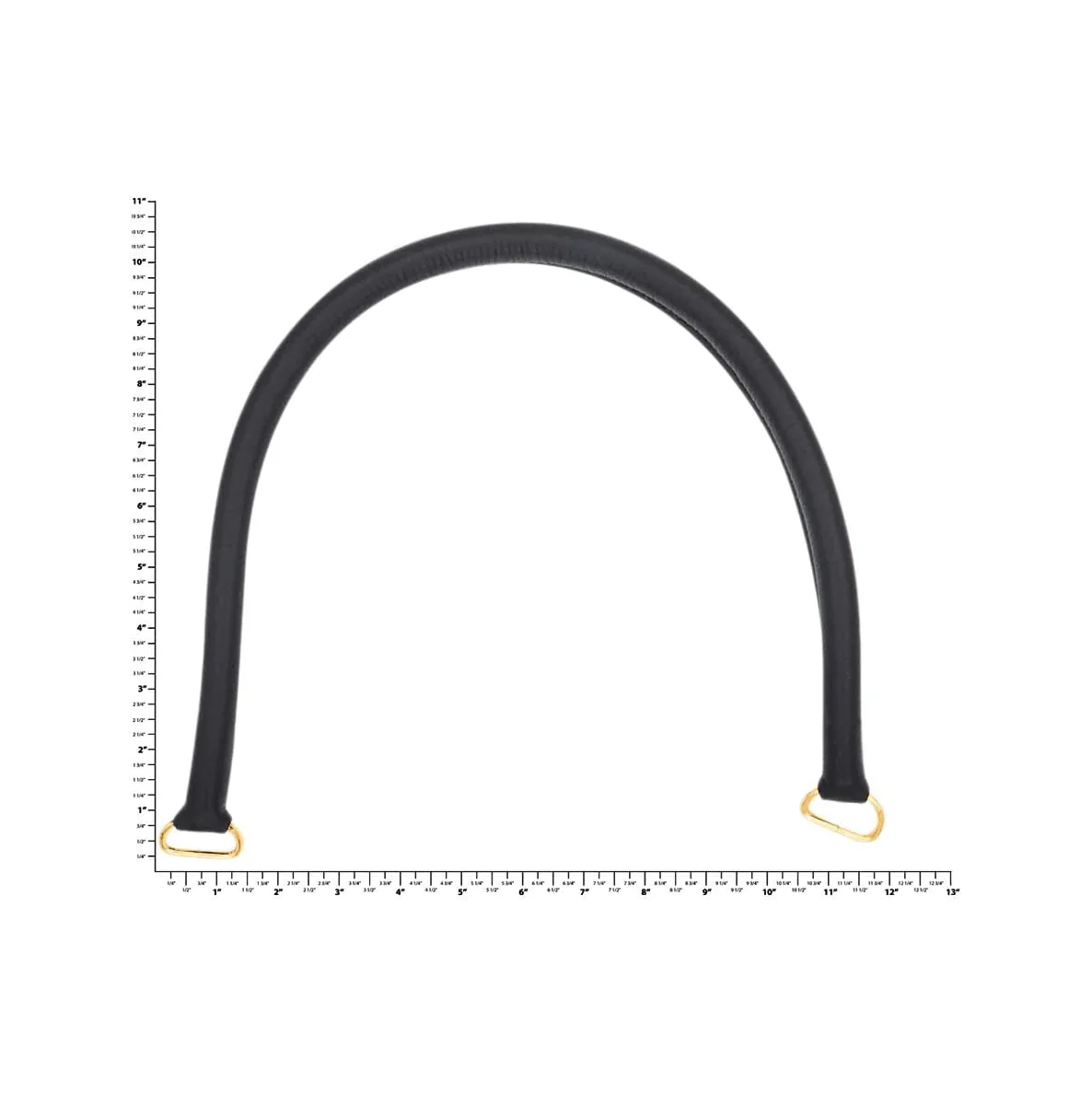 22" Black, Purse Handle with Brass Hardware, Leather, #340-22-BLK