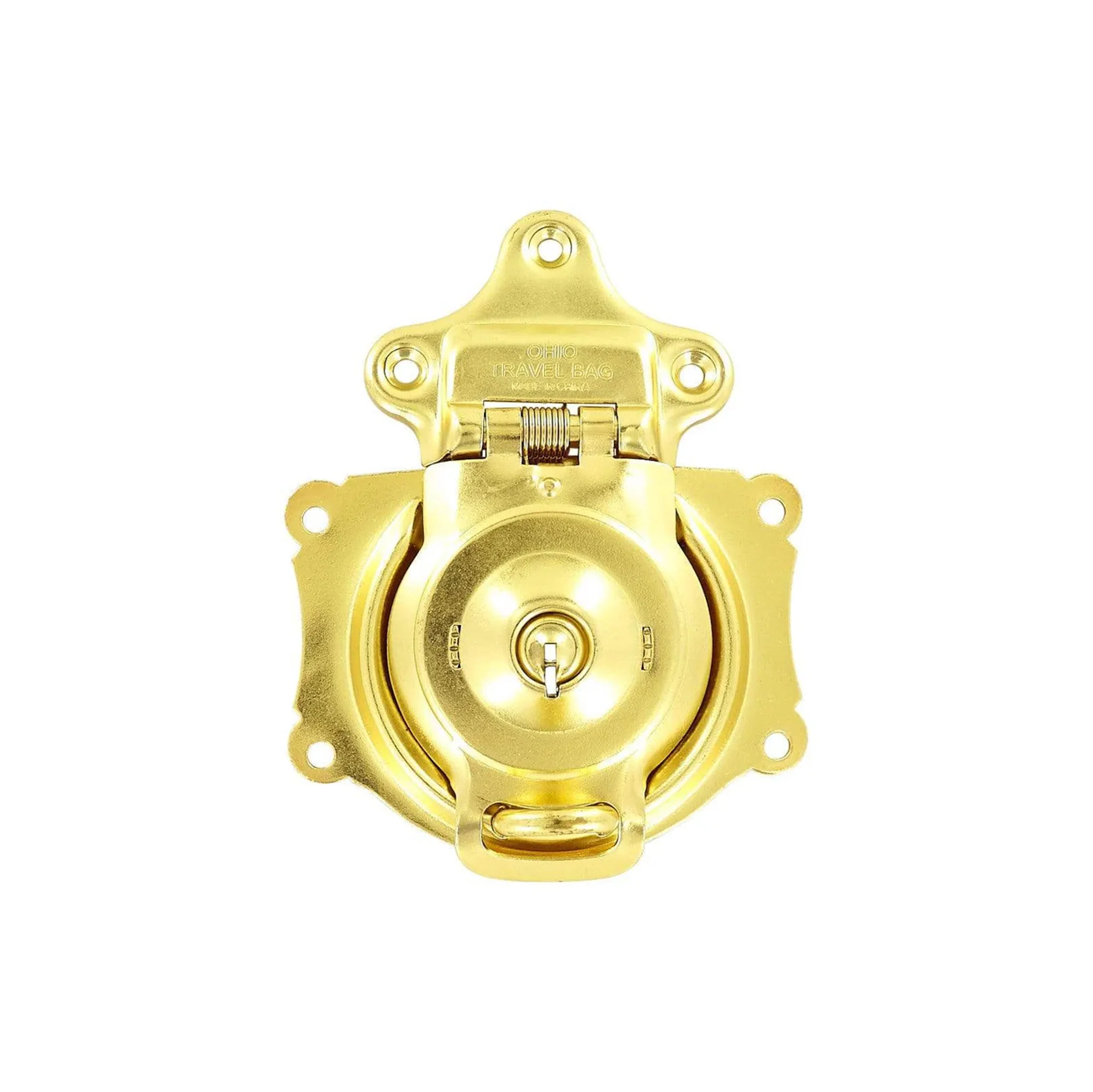 3 1/2" Brass, Large Trunk Lock w/ Spring, Steel, #G-3-BP
