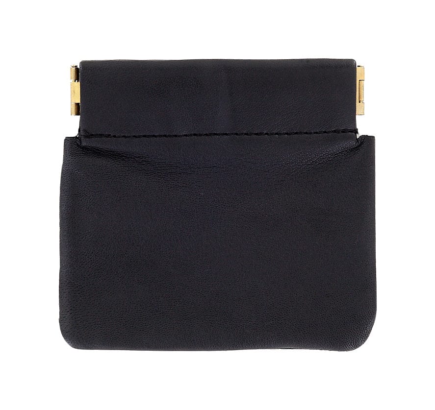 3 7/8" Black, Squeeze Frame Coin Purse, Leather, #M-1000-BLK