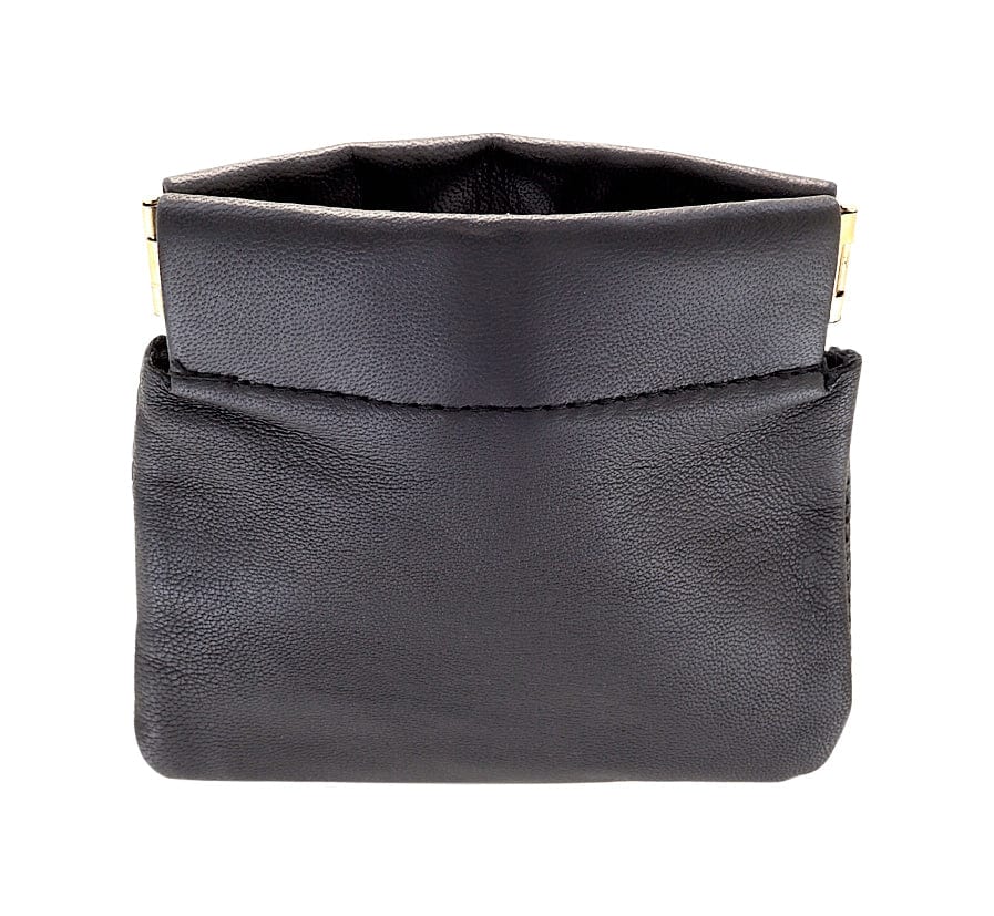 3 7/8" Black, Squeeze Frame Coin Purse, Leather, #M-1000-BLK