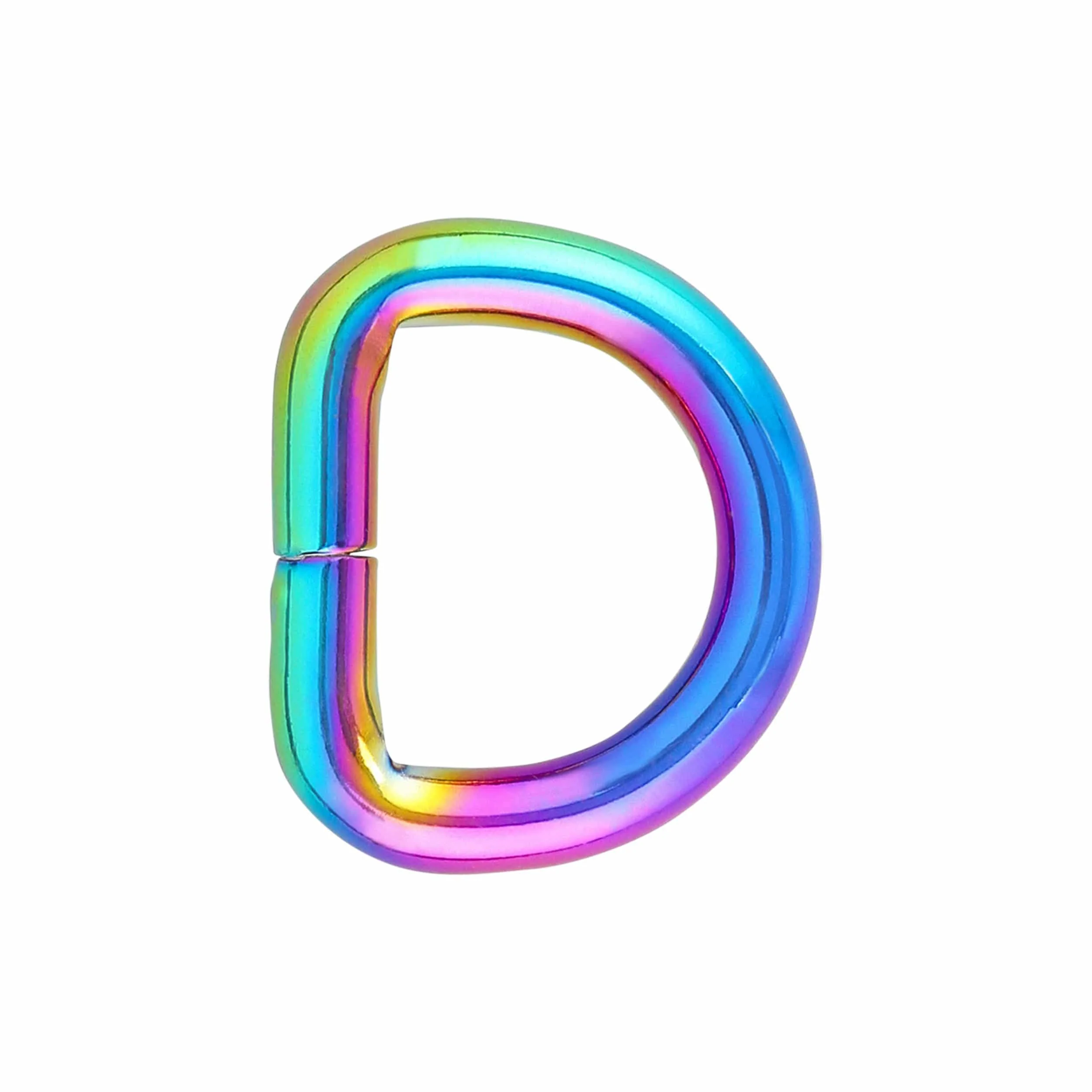 3/4" Iridescent Rainbow, Split D-Ring, Zinc Alloy-Pk5, #D-423-3-4-IR