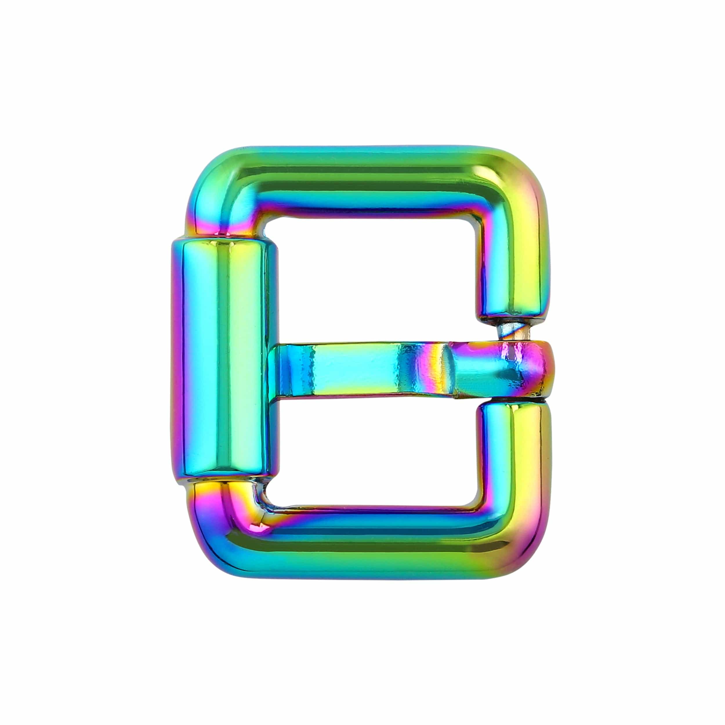 3/4" Rainbow, Imitation Roller Heel Bar Buckle, Zinc Alloy-PK5, #C-51-3-4-IR