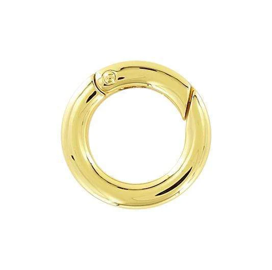 3/4" Shiny Gold, Spring Gate Flat Round Ring, Zinc Alloy, #P-2733-GOLD
