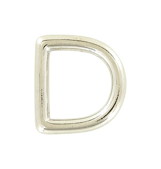 3/4" Shiny Nickel, Solid D Ring, Solid Brass, #P-1337-SBN