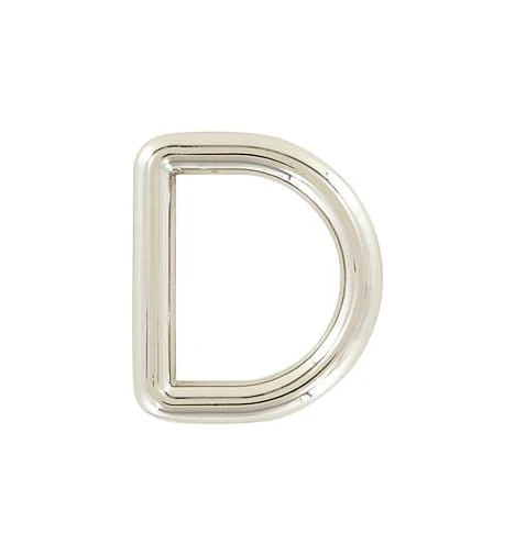 3/4" Shiny Nickel, Solid D Ring, Zinc Alloy, #P-3151-NIC