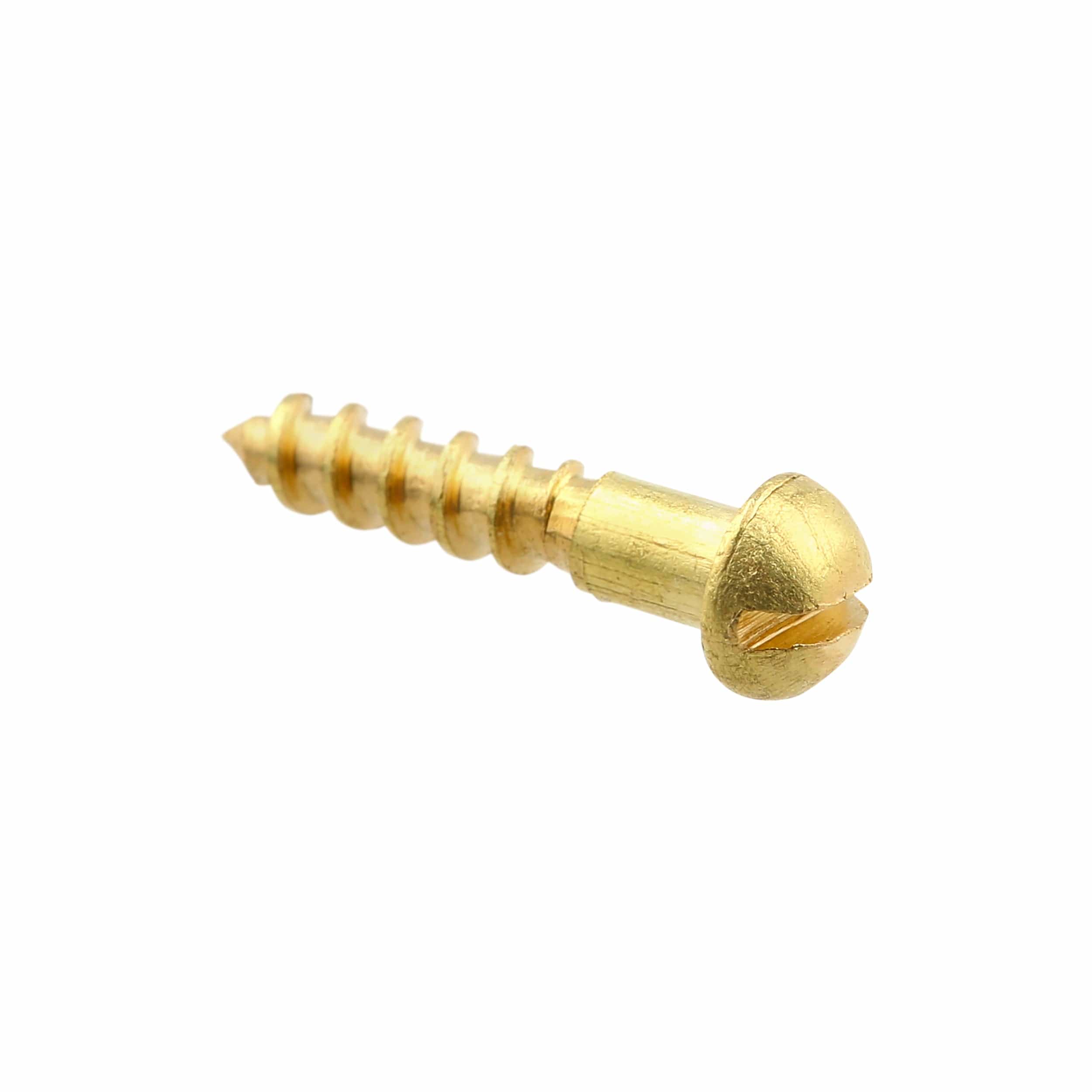 3/8" Brass, #1 Round Head Wood Screw, Solid Brass, #WS-1-3-8-RH