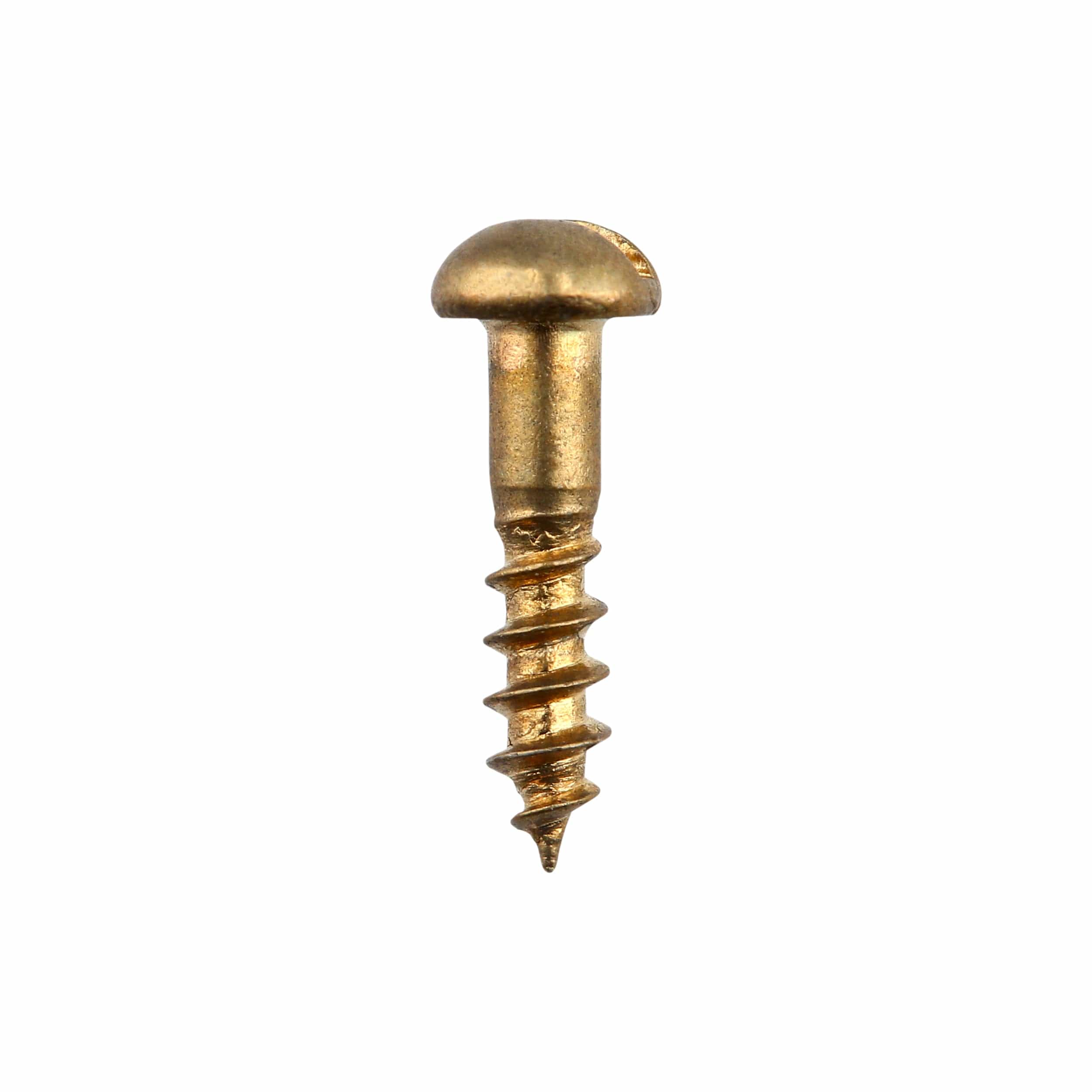 3/8" Brass, #2 Round Head Wood Screw, Solid Brass-PK24, #WS-2-3-8-RH