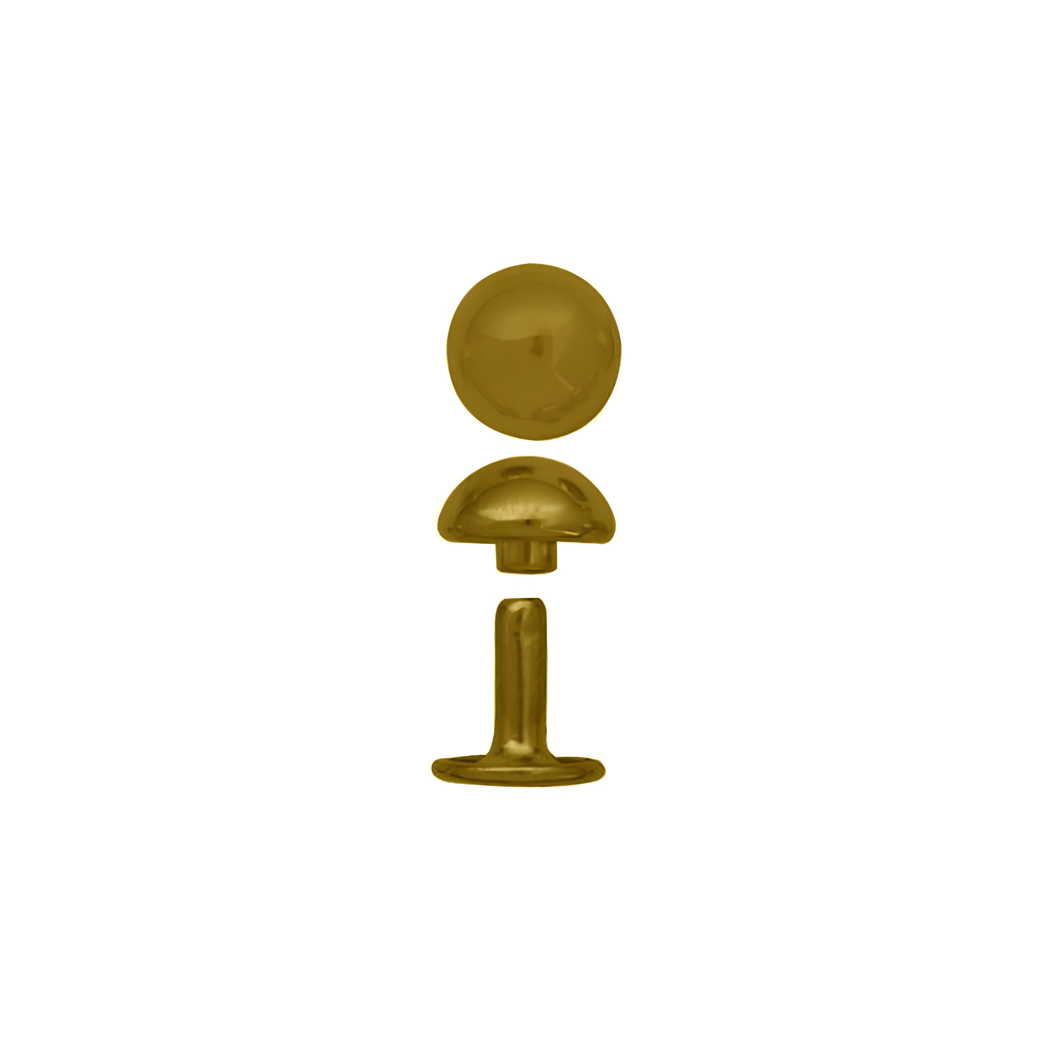 3/8" Gold, Double Cap Domed Rivet, Steel - 12pk, #A-410-GP