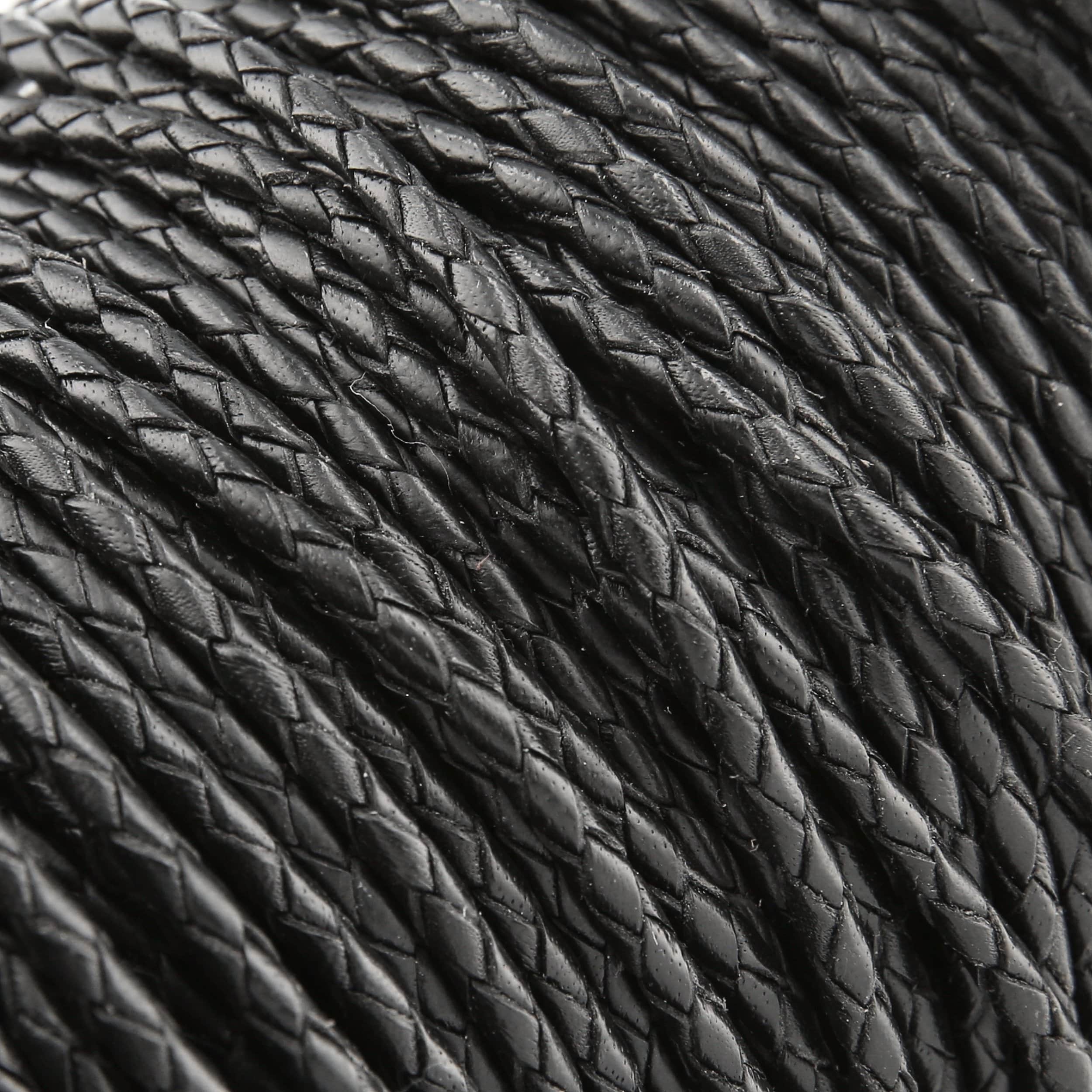 3mm Black, Braided Bolo Cord, Leather, #M-1632-BLK
