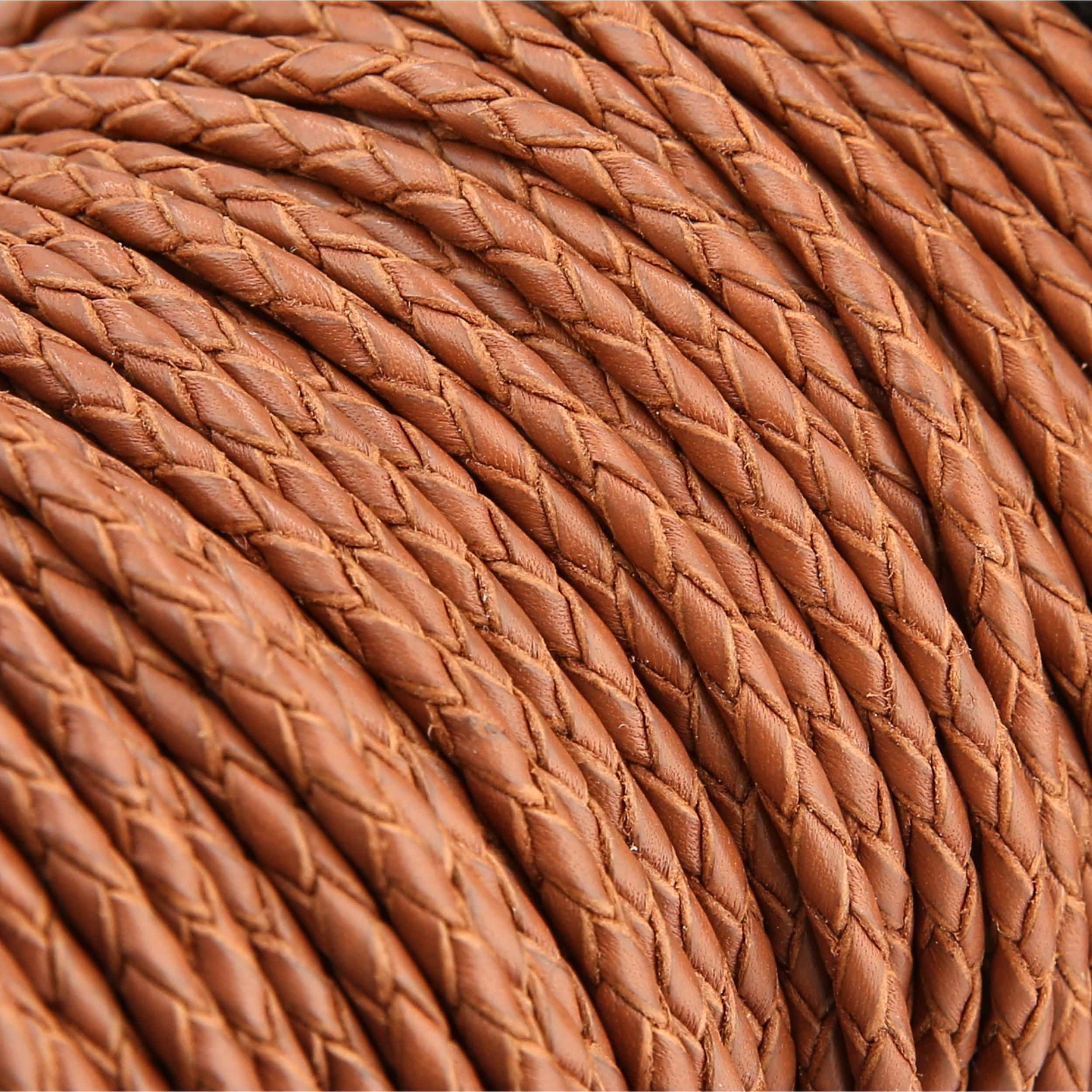 3mm Saddle Tan, Braided Bolo Cord, Leather, #M-1632-STAN