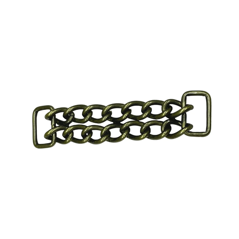 4" Antique Brass, Double Chain Purse Handle, Steel, #C-1576-ANTB