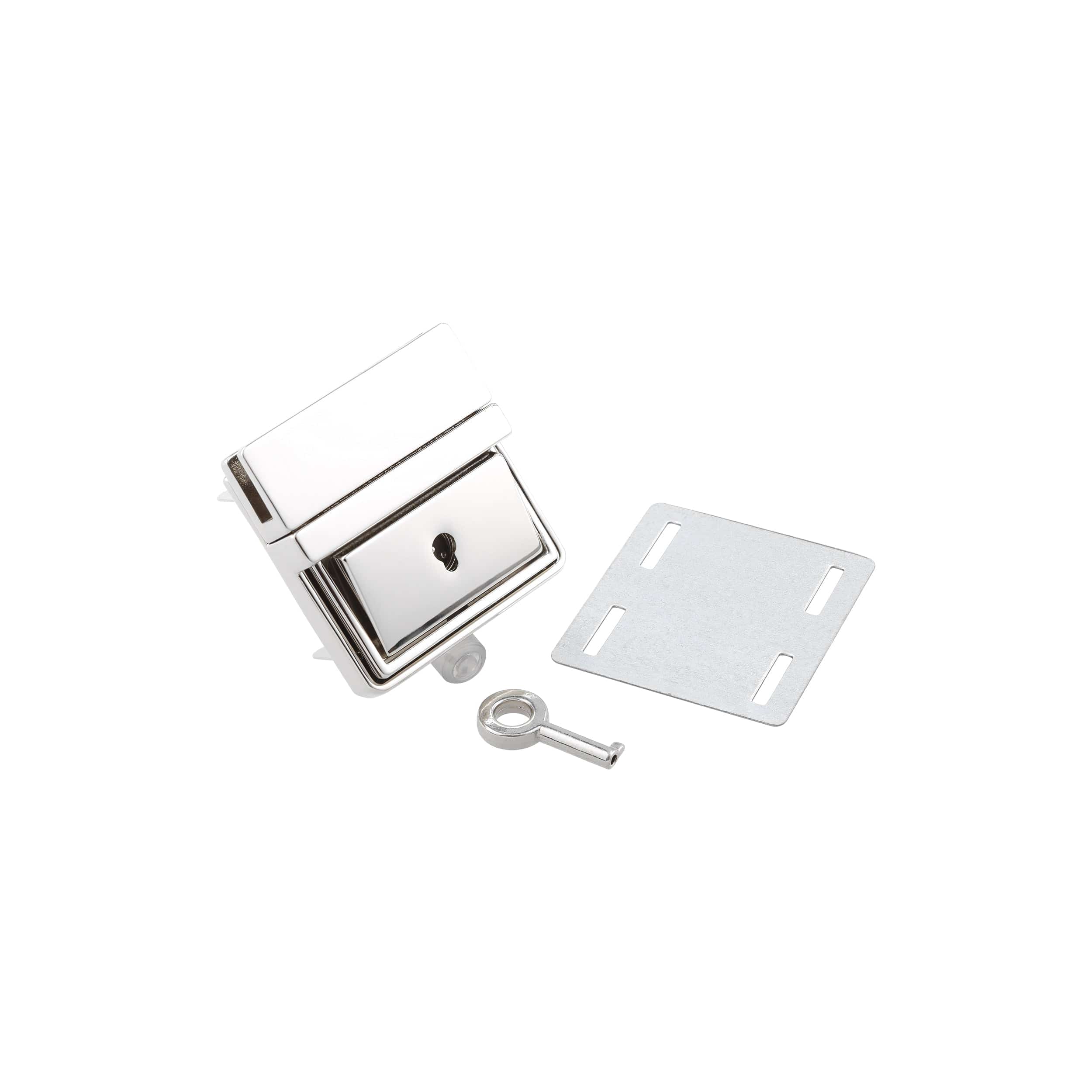 45mm Shiny Nickel, Tuck Catch with Lock, Zinc Alloy, #L-362-NP