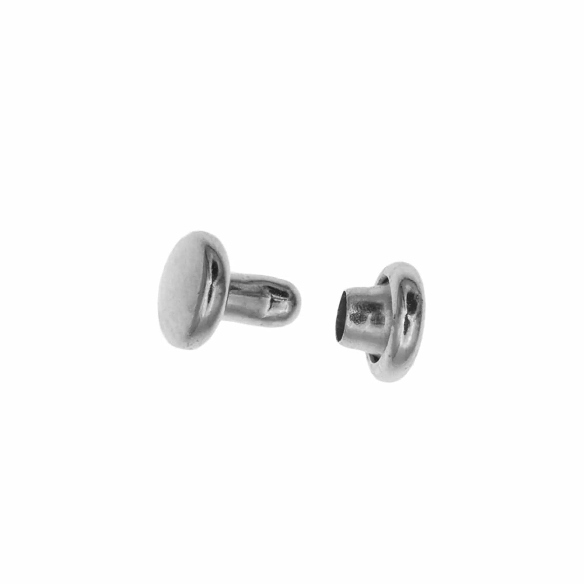 4mm Nickel Plate, Double Cap Jiffy Rivet, Iron - PK100, #A-337-NP