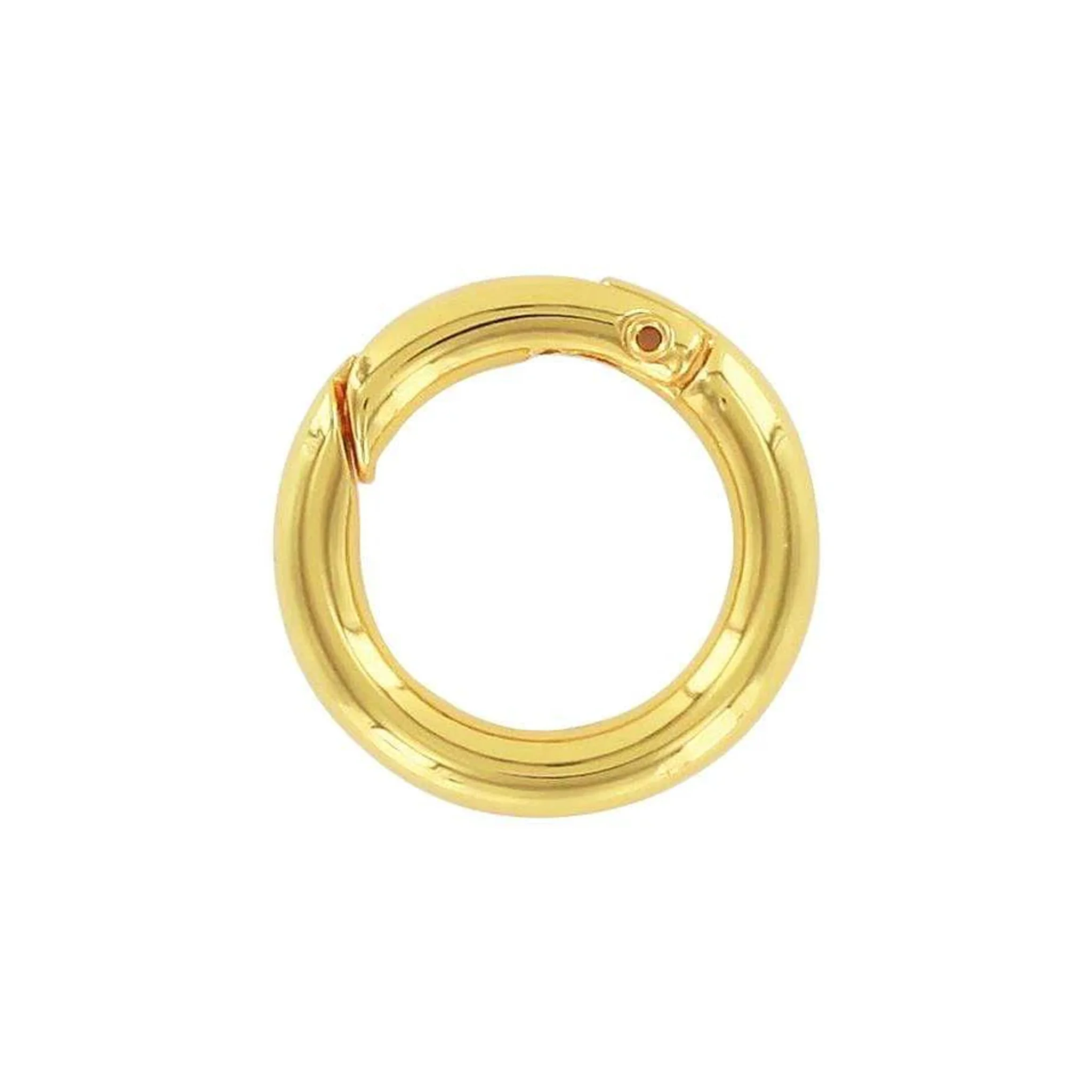 5/8" Shiny Gold, Spring Gate Round Ring, Zinc Alloy-PK5, #P-2578-GOLD