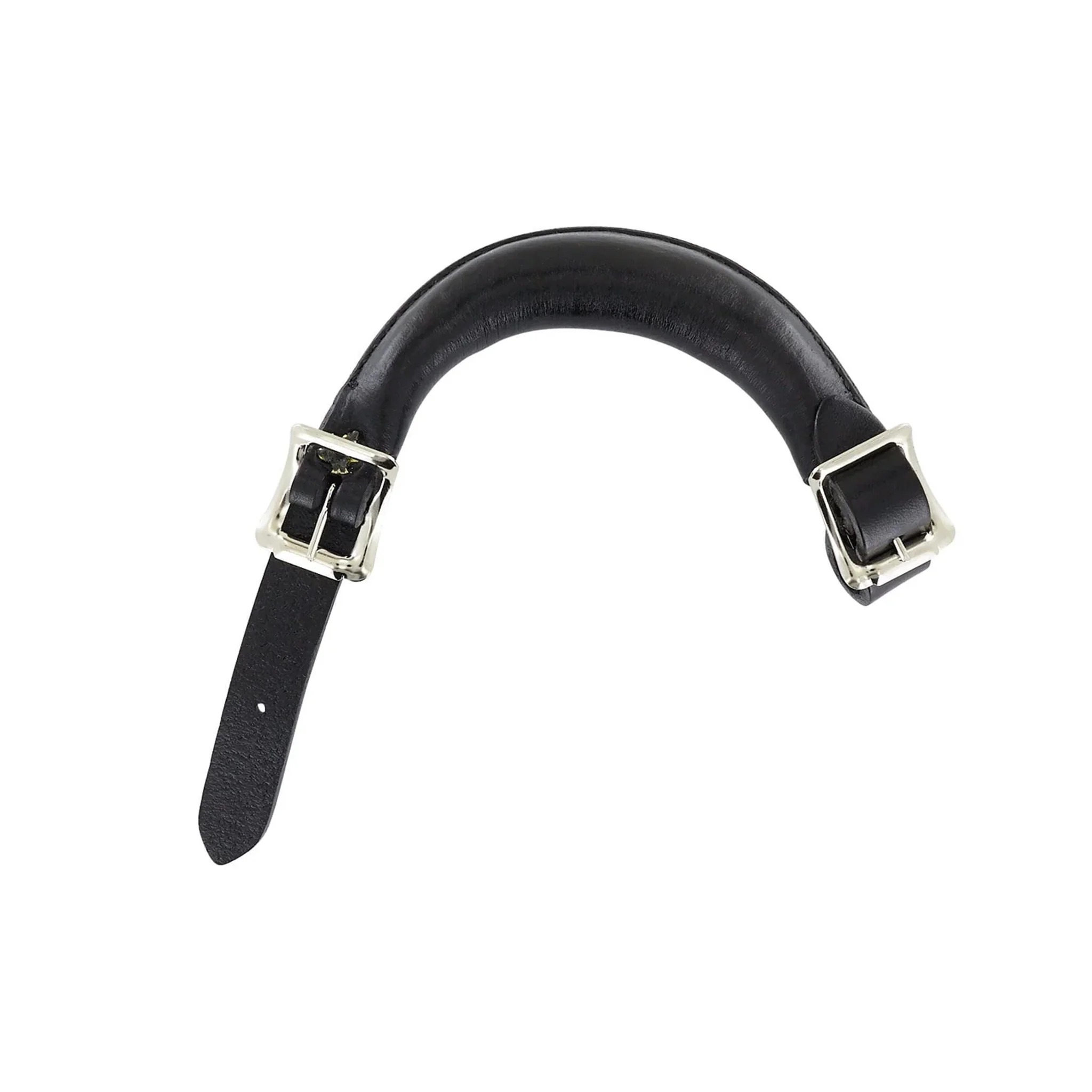 6" Black, Emergency Handle with Nickel Hardware, Leather, #L-3703-BLK