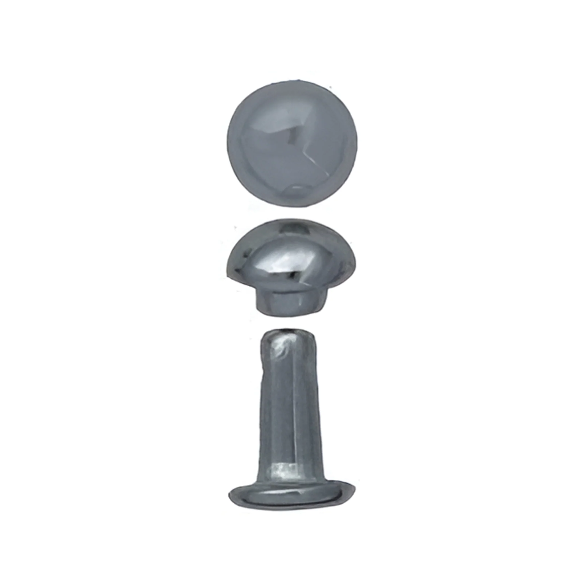 6mm Nickel, Double Cap Domed Rivet, Steel - 12 pk, #A-406-NP