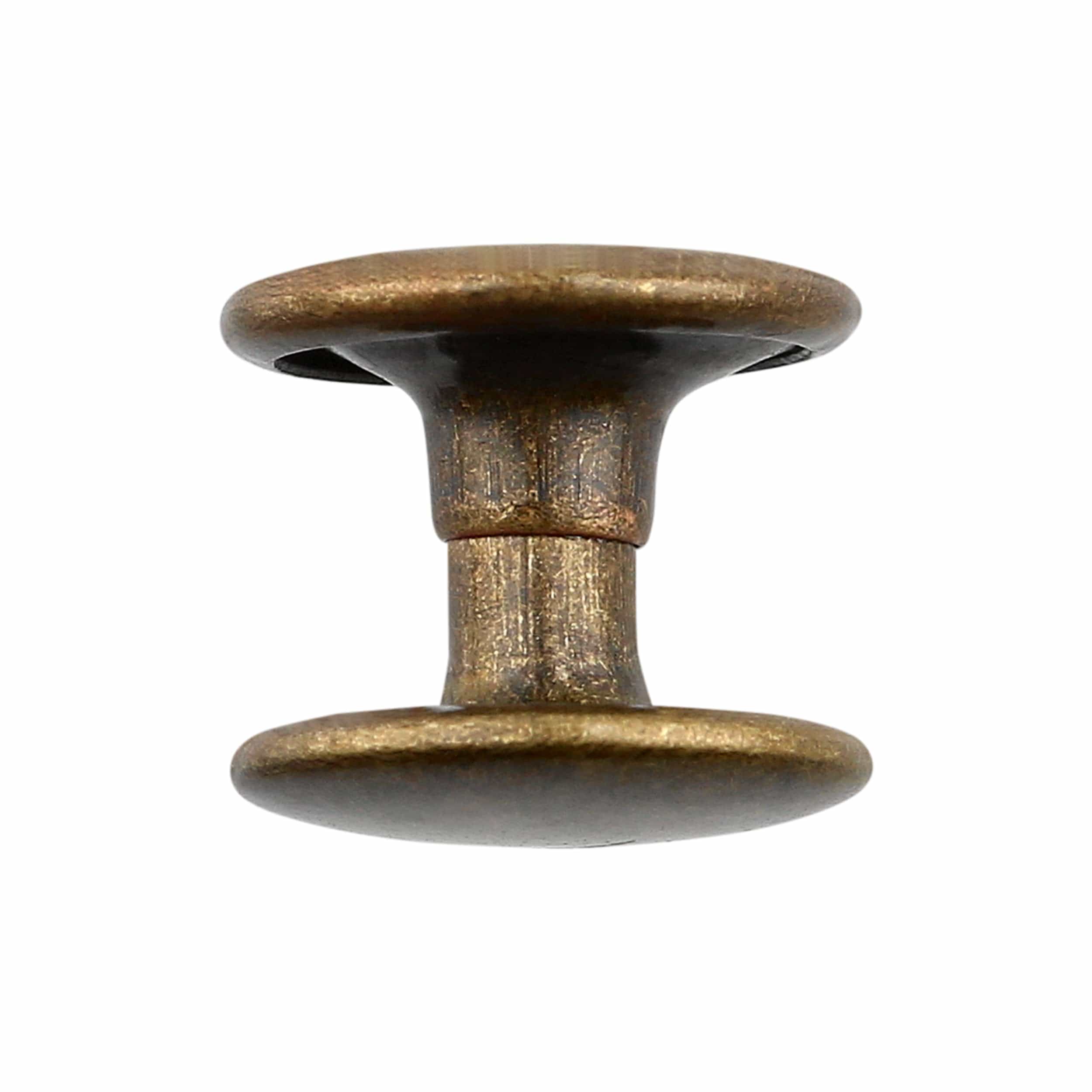 8mm Antique Brass, Double Cap Jiffy Rivets, Iron - PK100, #A-312-ANTB