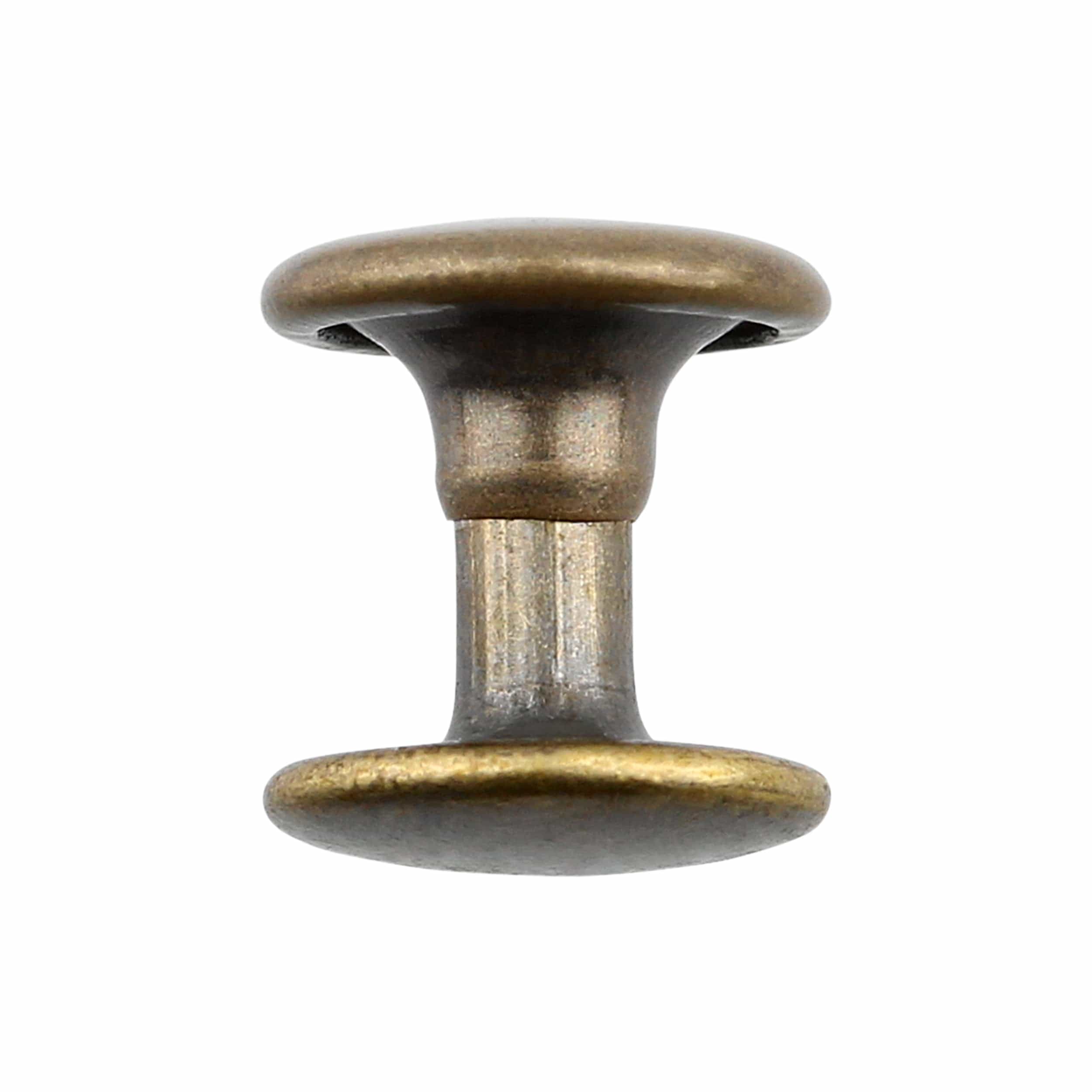 8mm Antique Brass, Double Cap Jiffy Rivets, Iron - PK100, #A-313-ANTB