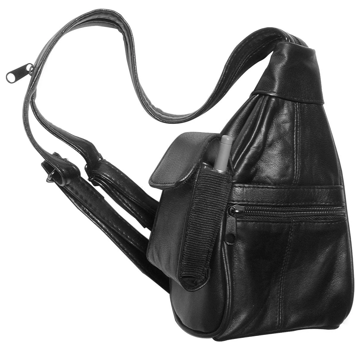 9" Black, Small Backpack Purse, Leather, #M-1547