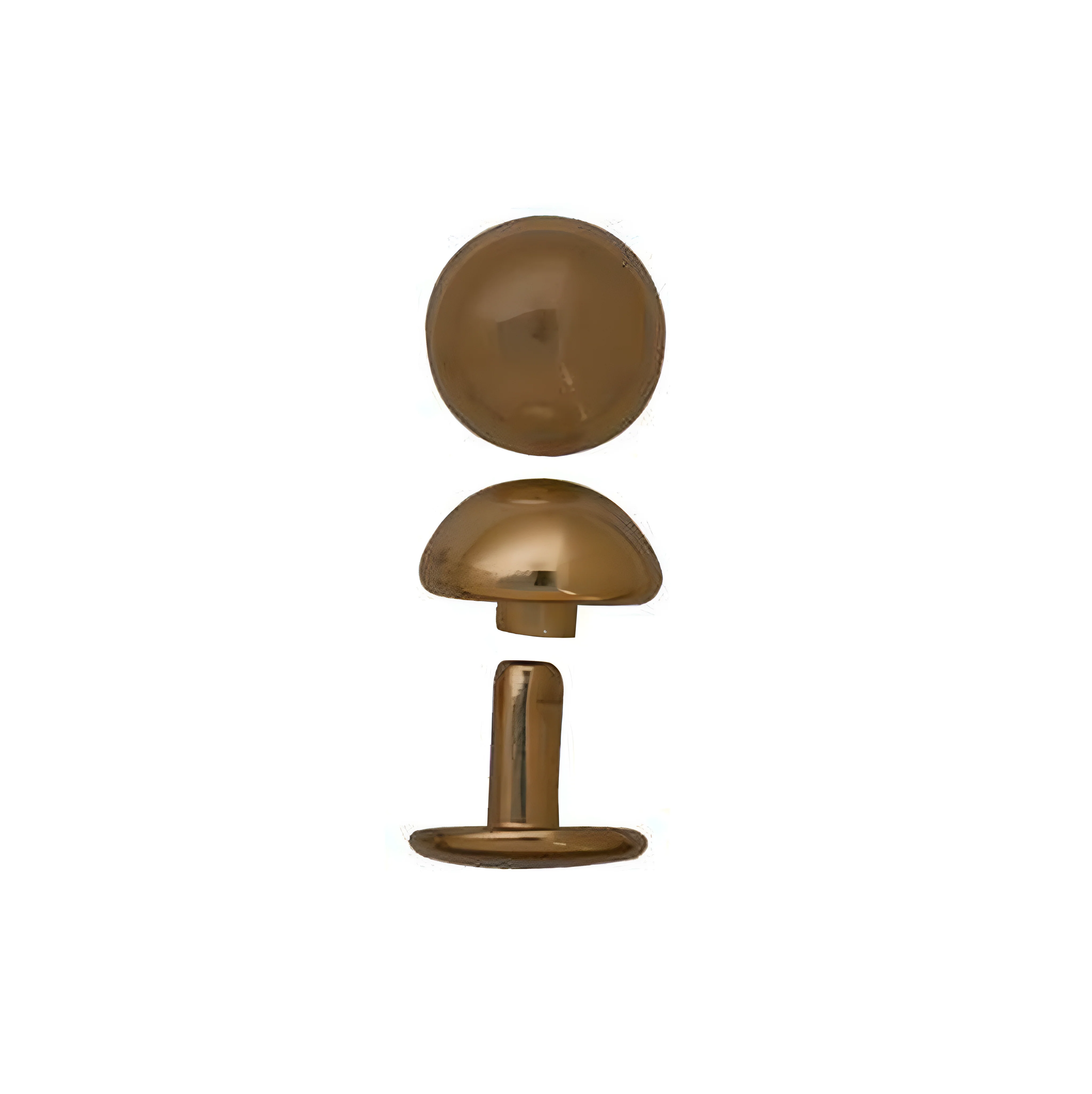 9mm Antique Brass, Double Cap Domed Rivet, Steel - 12 pk, #A-409-ANTB