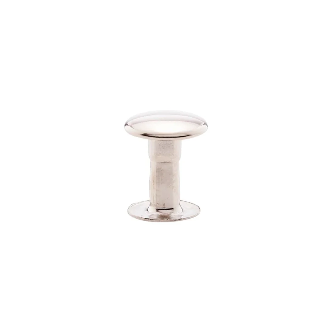 9mm Nickel, Single Cap Jiffy Rivet, Solid Brass- 100pk, #NB409S-SBN