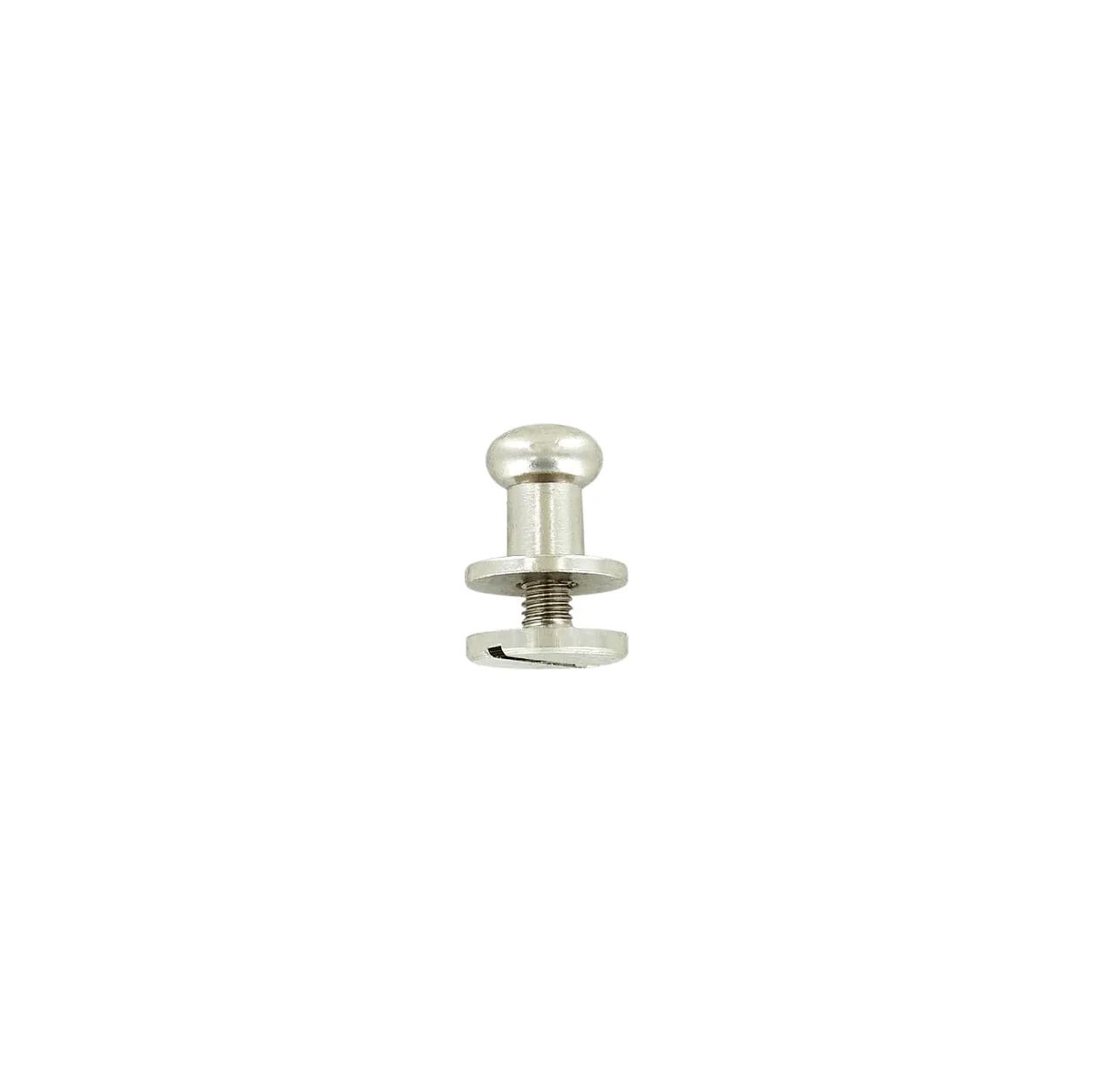 9mm, Nickel, Round Top Collar Button Stud with Screw, Solid Brass, #P-2134-NIC