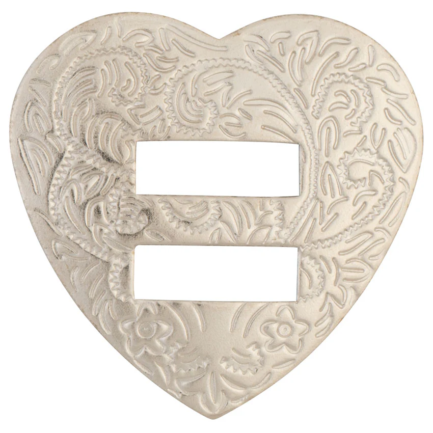 Heart Concho with Slots, Nickel Plated/Steel, 1-1/4"