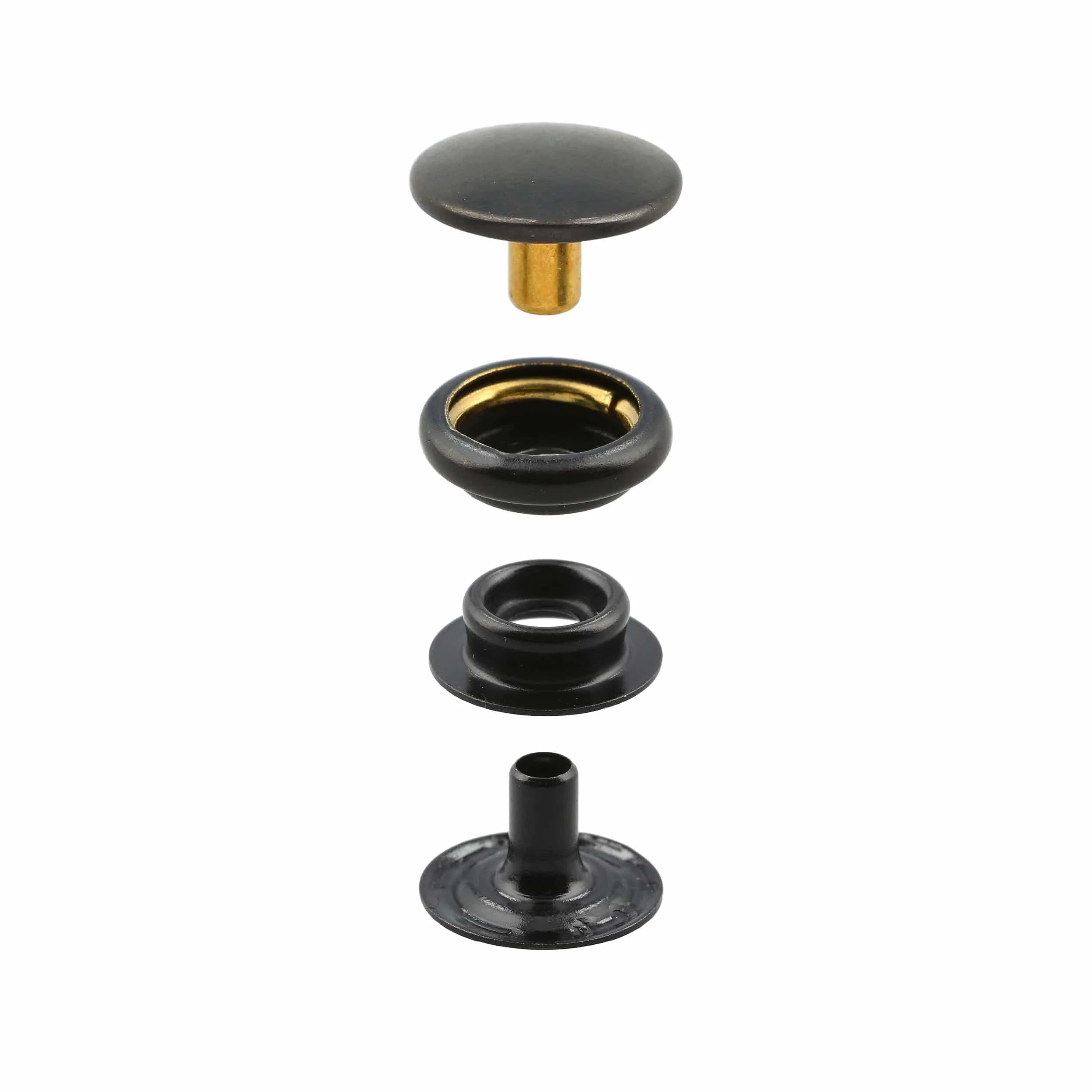 Line 24 Snap Set Solid Brass Black (Pack of 10 Sets Complete), #WF-036-BLK